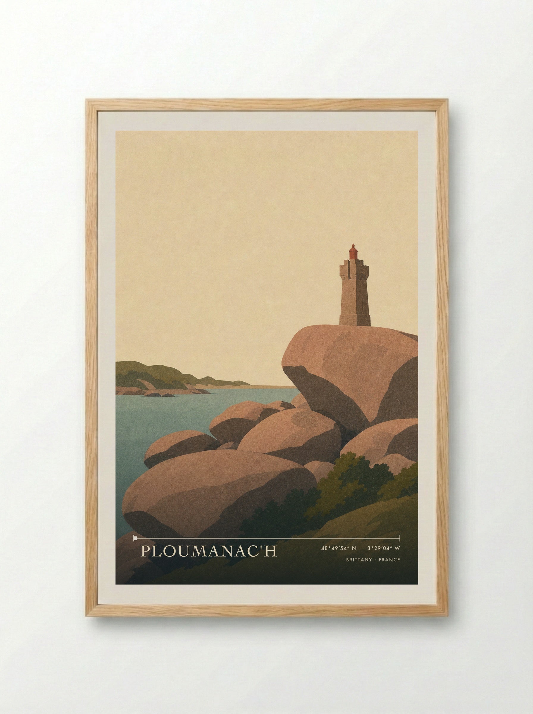 Ploumanac'h Travel Poster Artwork - Framed Print Wood