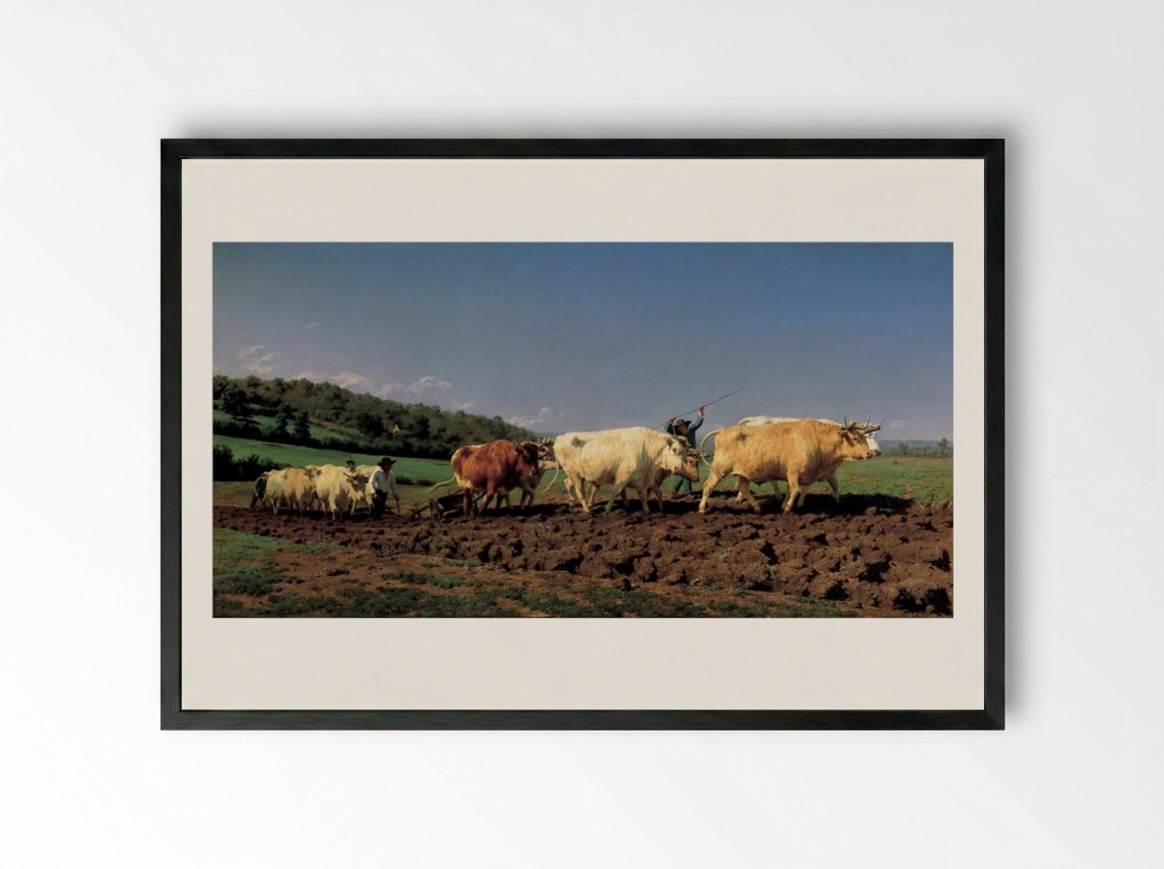 Plowing in the Nivernais - Rosa Bonheur - Framed Print Black