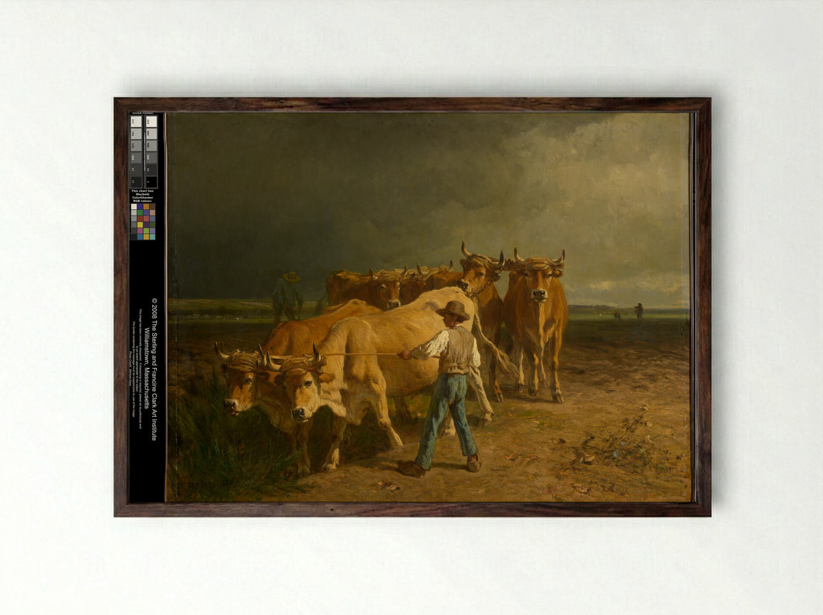 Plowing - Constant Troyon - Framed Print Dark Wood
