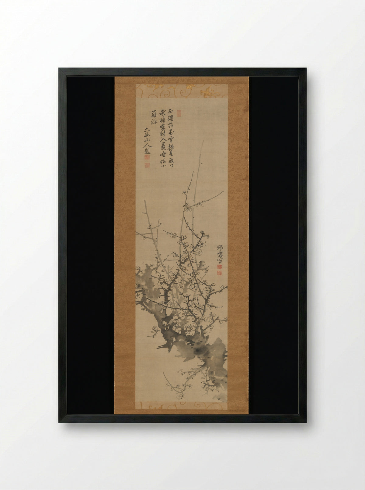 Plum Blossoms - Minagawa Kien - Framed Print Black