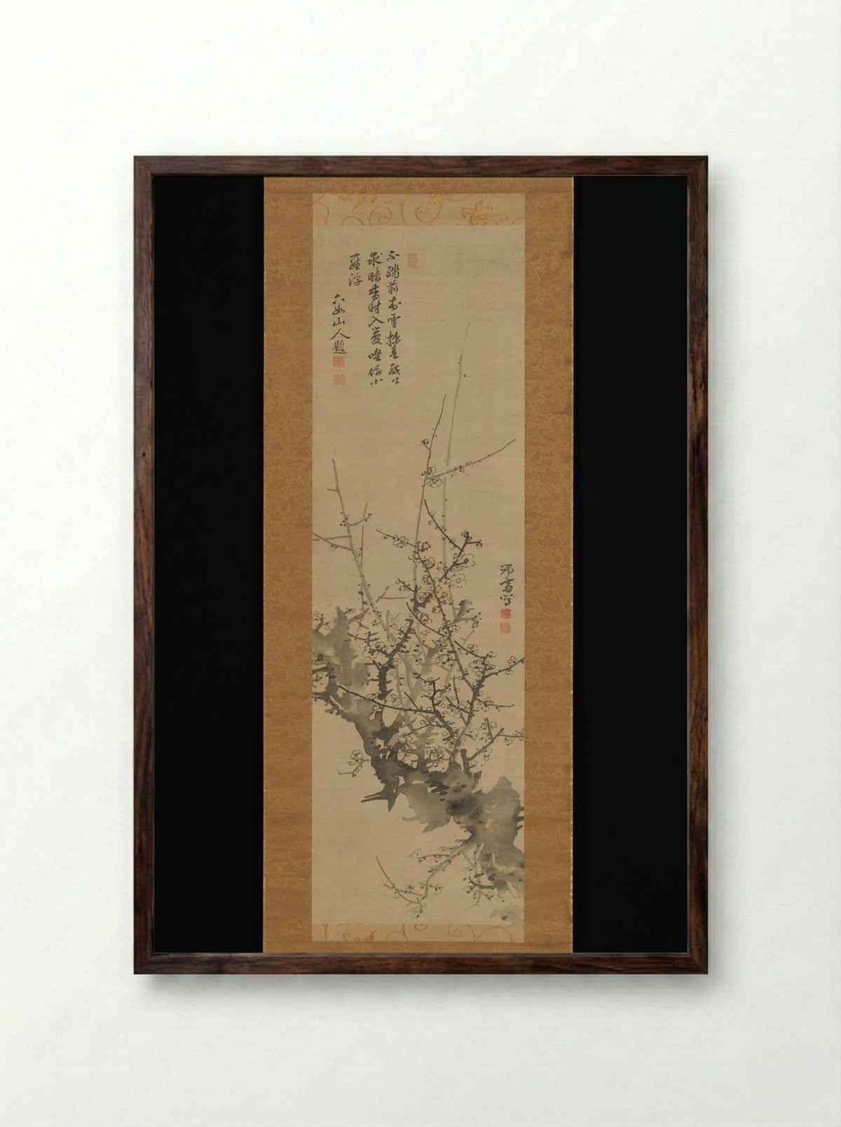 Plum Blossoms - Minagawa Kien - Framed Print Dark Wood
