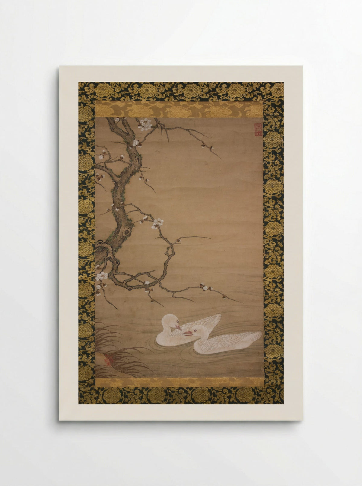 Plum Tree and Waterfowl - Kano Masanobu - Poster