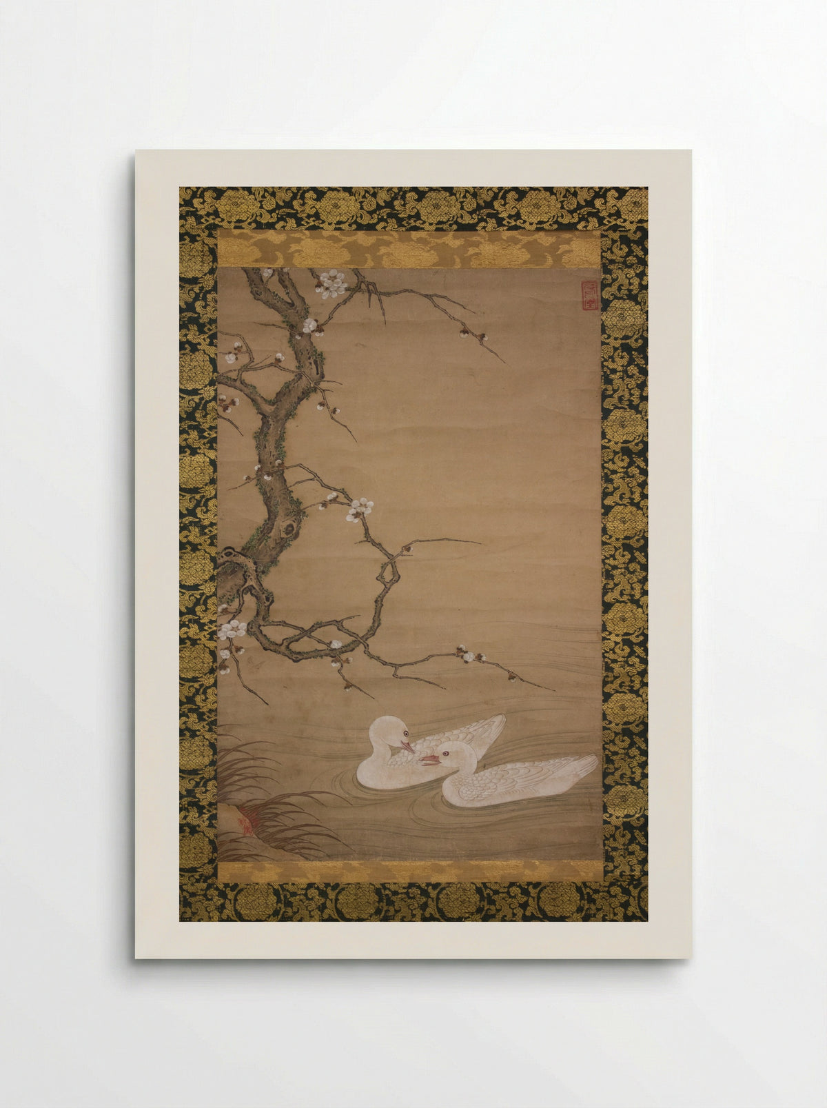 Plum Tree and Waterfowl - Kano Masanobu - Poster