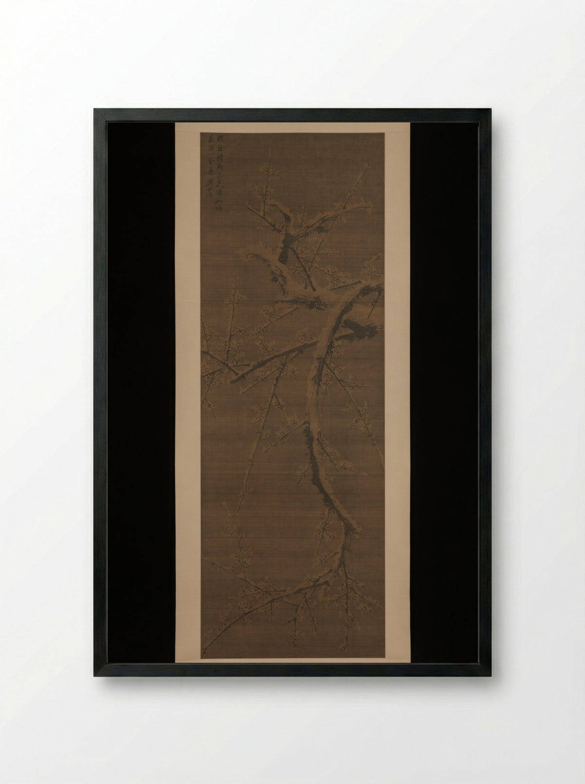 Plum in Snow - Liu Shiru - Framed Print Black