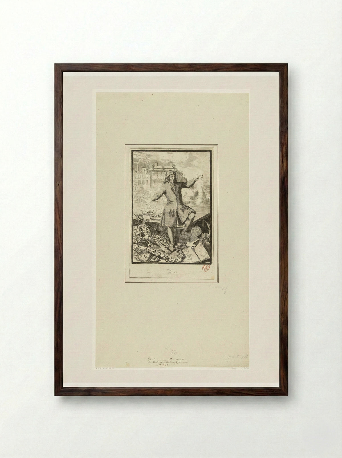 Plundering van huizen tijdens het aansprekeroproer - Pieter van den Berge - Framed Print Dark Wood