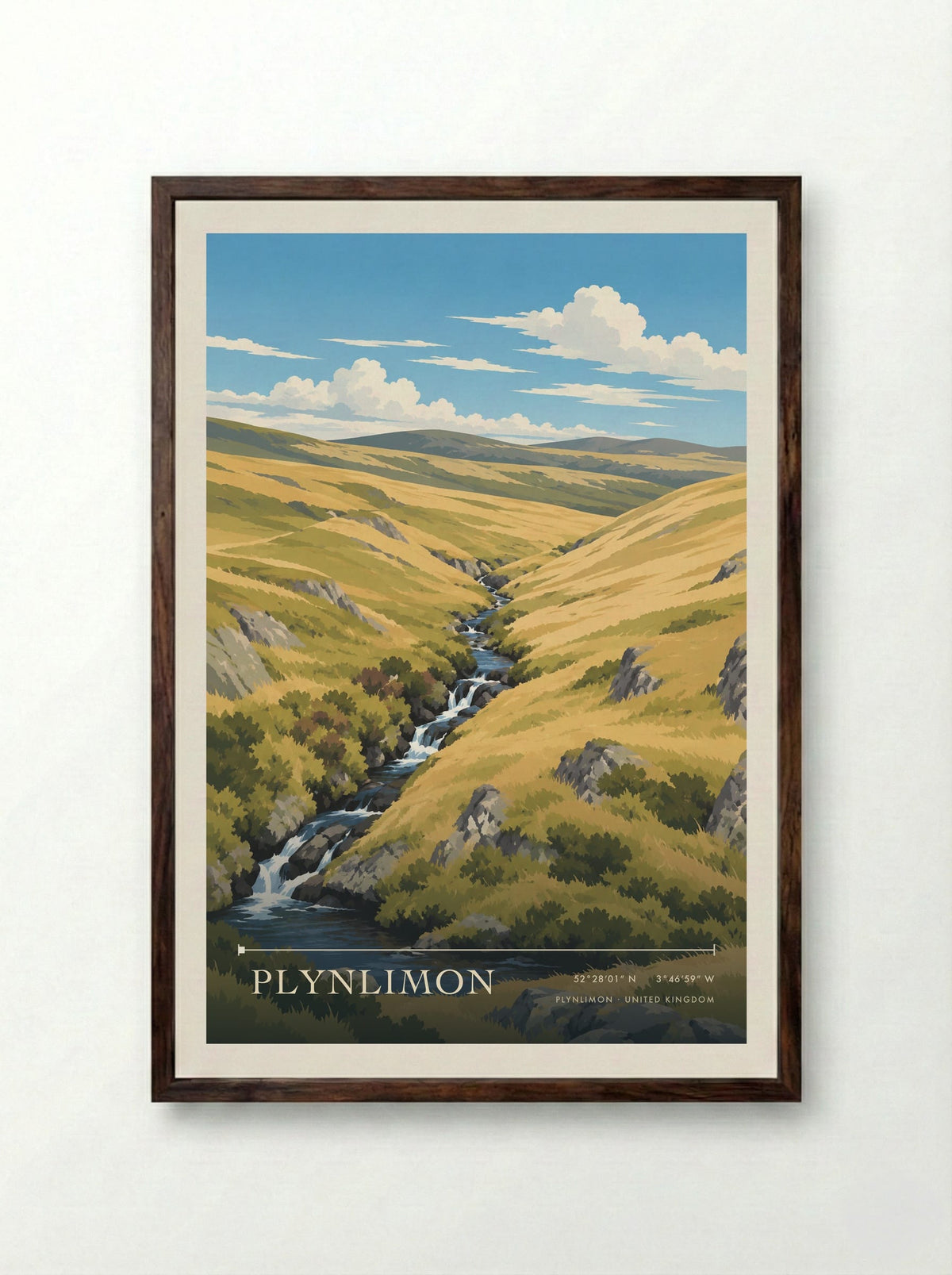 Plynlimon | Travel Poster - Framed Print Dark Wood