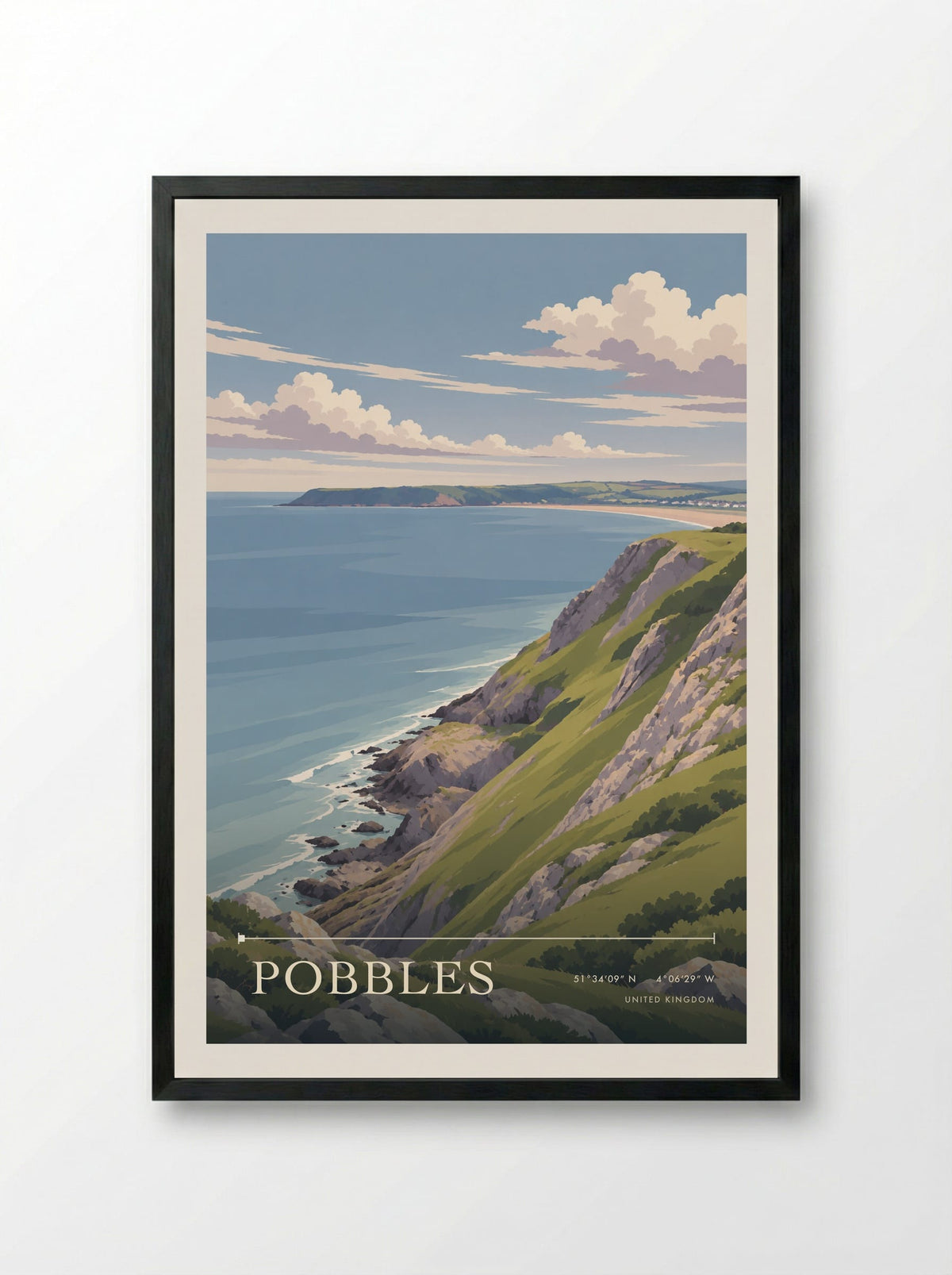 Pobbles | Travel Poster - Framed Print Black