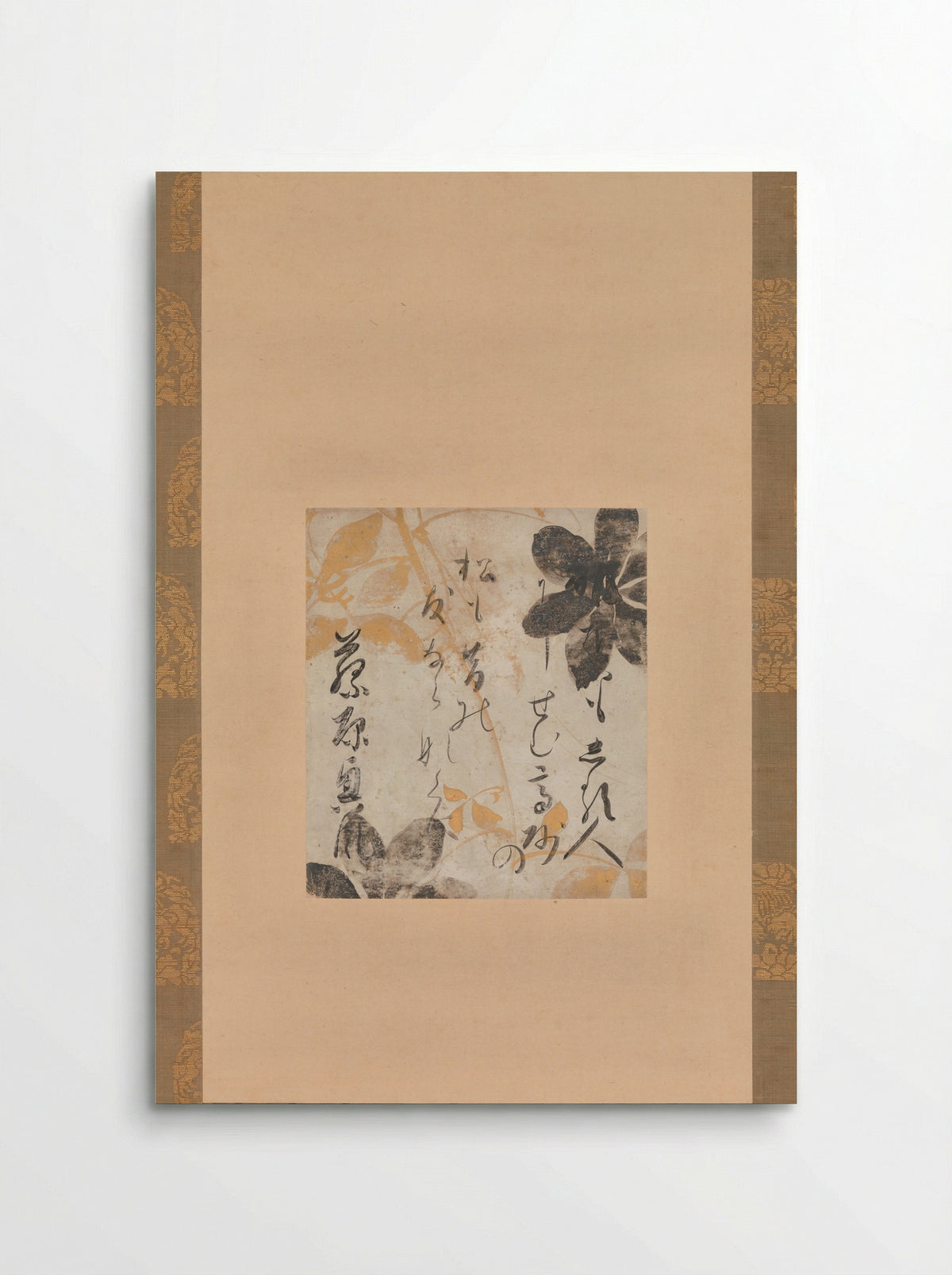 Poem by Fujiwara no Okikaze with Underpainting of Clematis - Shōkadō Shōjō - Poster