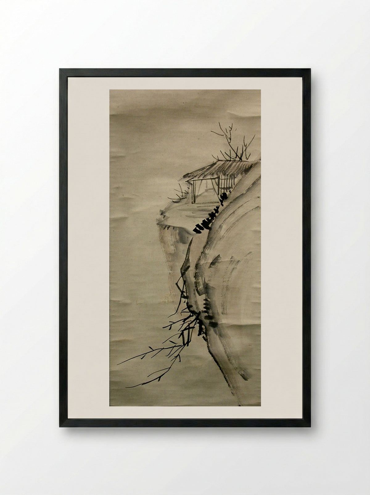 Poem-painting: When the nightingale returns - Ōtagaki Rengetsu - Framed Print Black