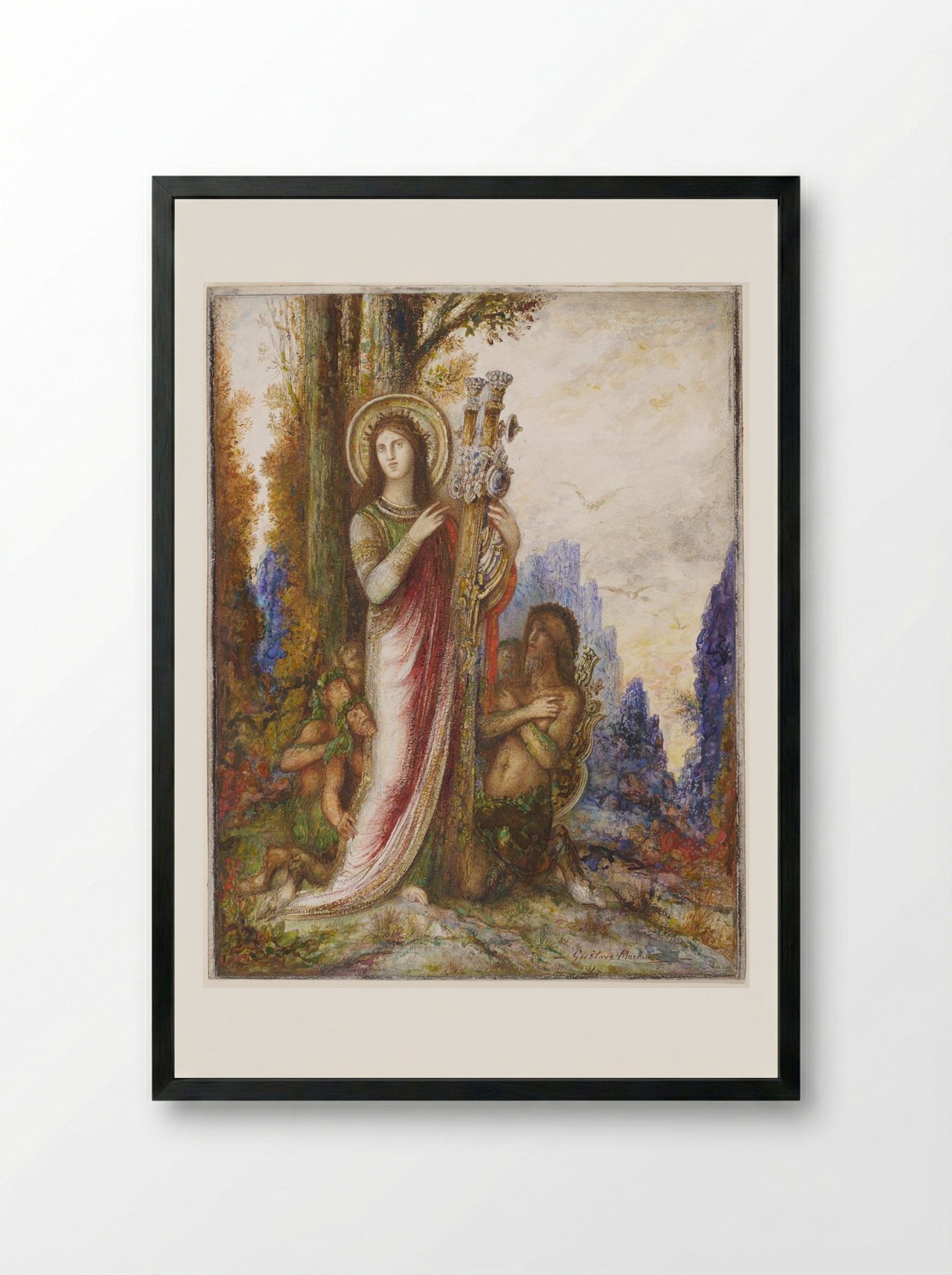 Poet and Satyrs - Gustave Moreau - Framed Print Black