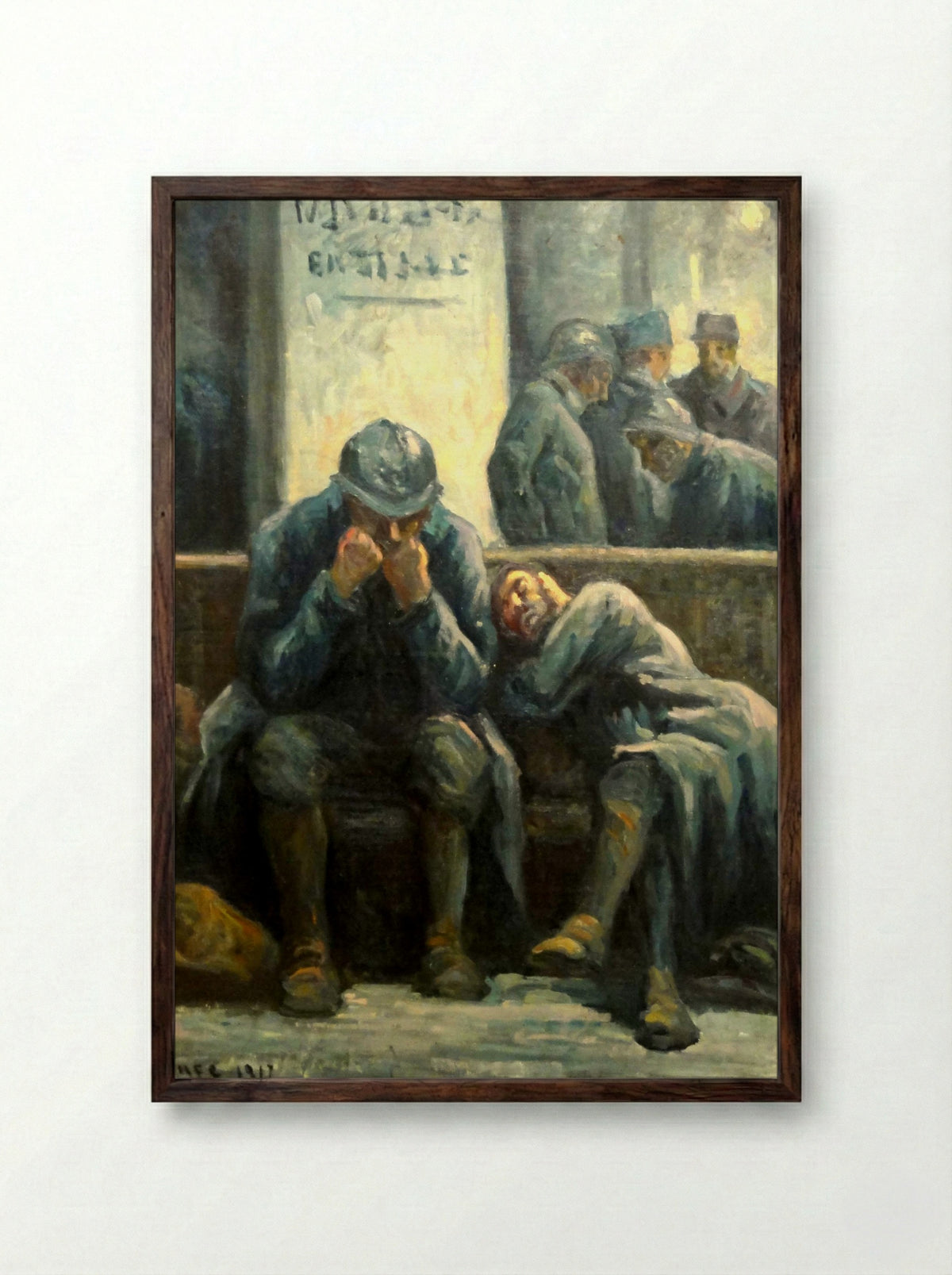 Poilus à la Gare de l'Est - Maximilien Luce - Framed Print Dark Wood