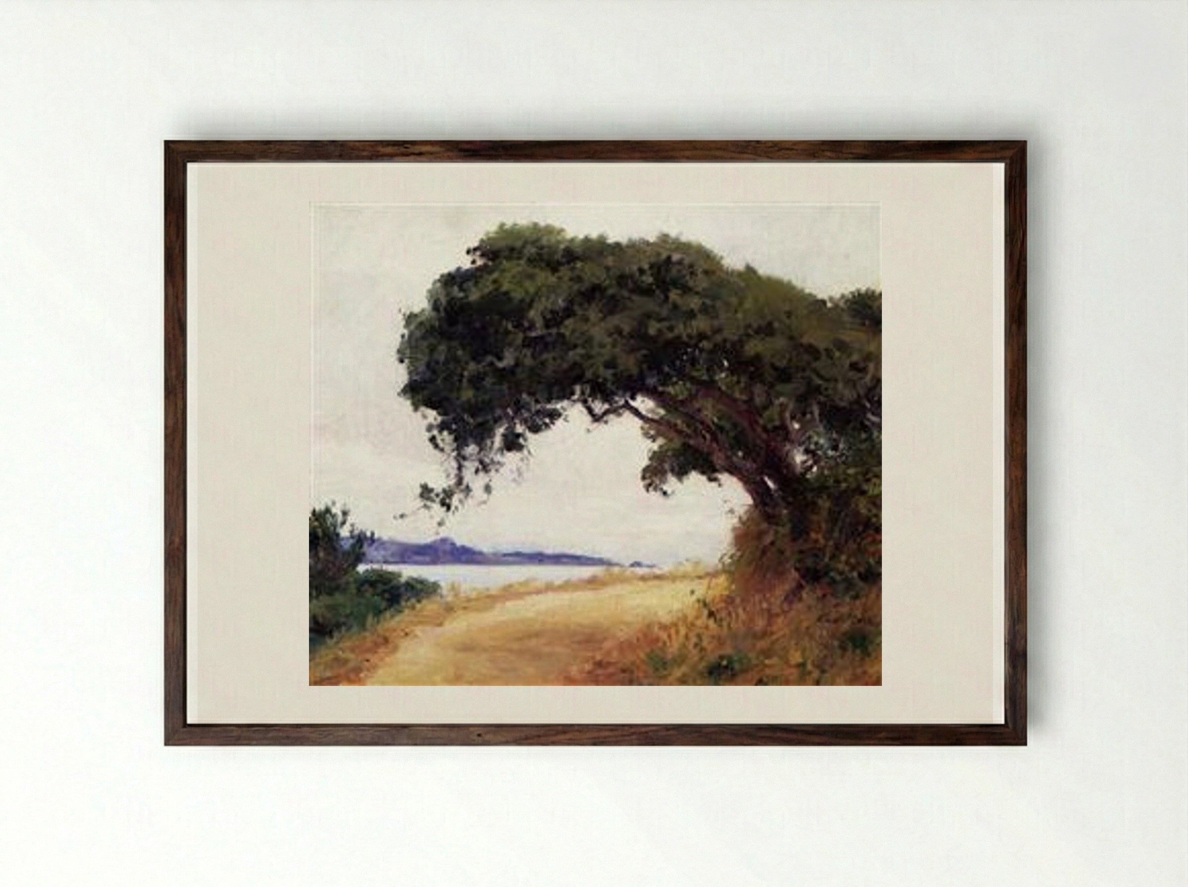 Point Lobos, Oak Tree - Guy Rose - Framed Print Dark Wood