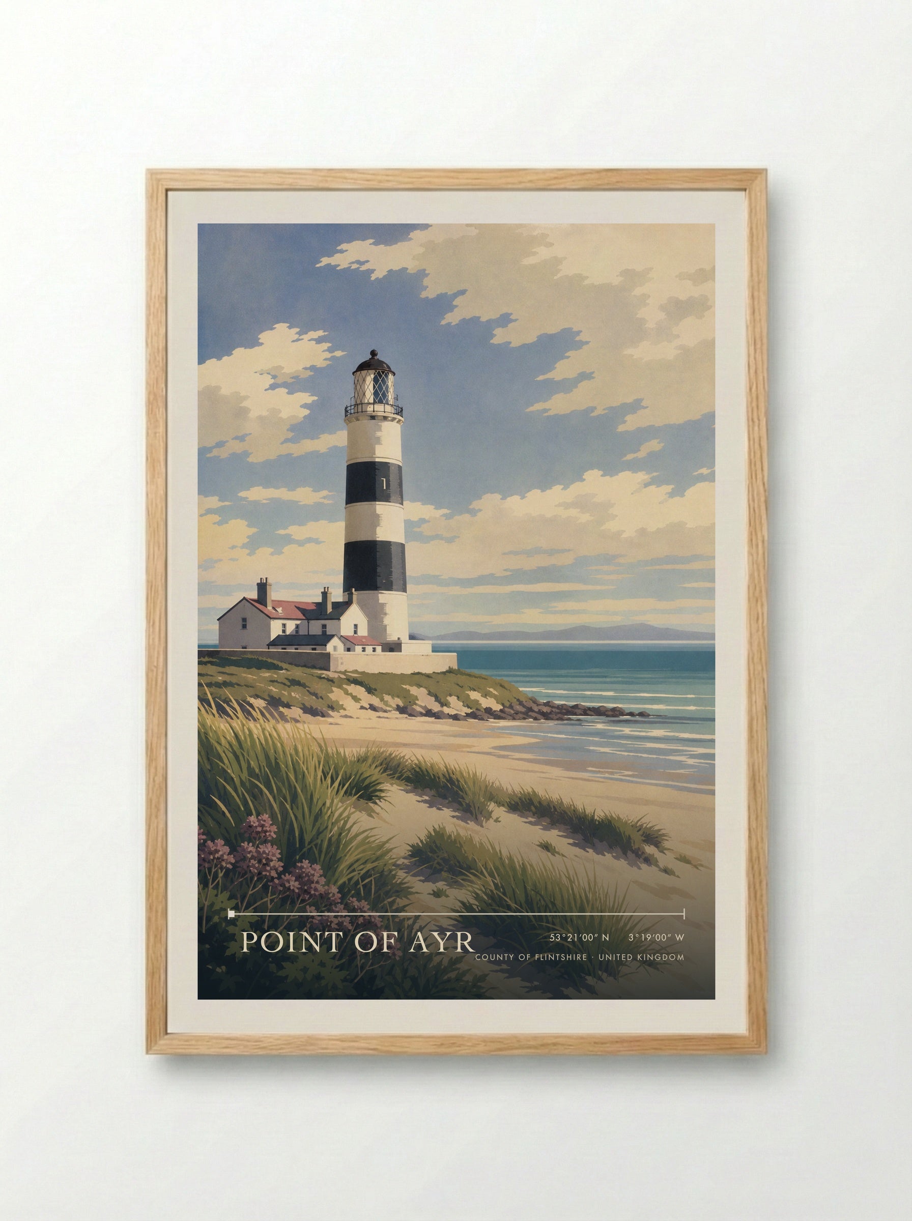 Point of Ayr County of Flintshire United Kingdom Travel Poster - Framed Print Wood