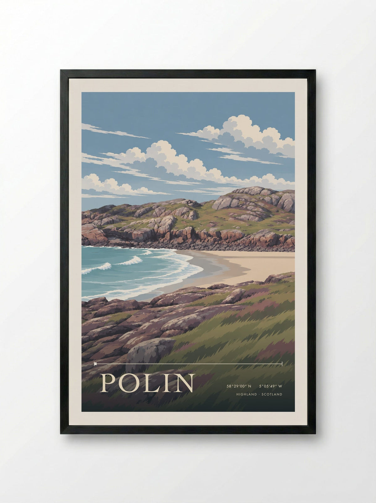 Polin, Highland | Travel Poster - Framed Print Black