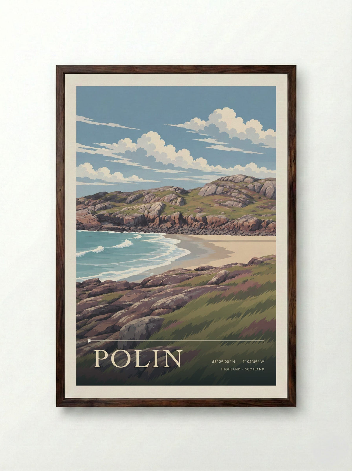 Polin, Highland | Travel Poster - Framed Print Dark Wood