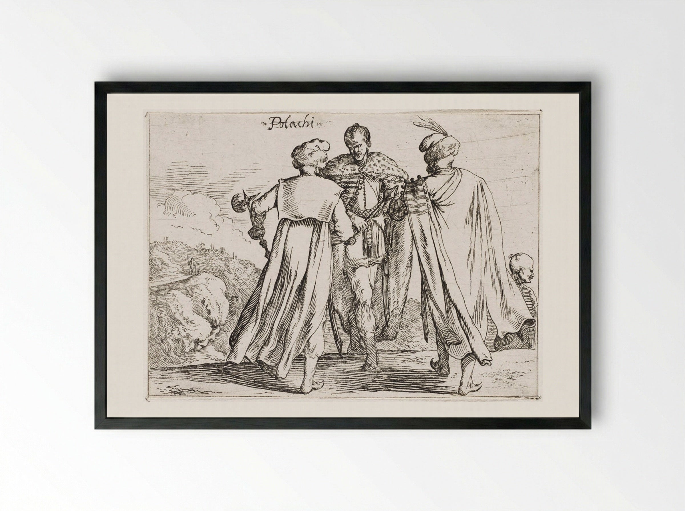 Polish Costumes - Johann Wilhelm Baur - Framed Print Black
