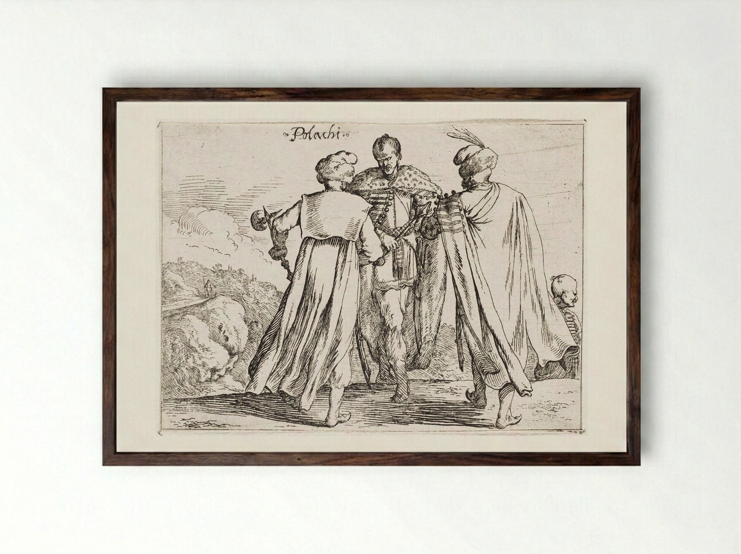 Polish Costumes - Johann Wilhelm Baur - Framed Print Dark Wood