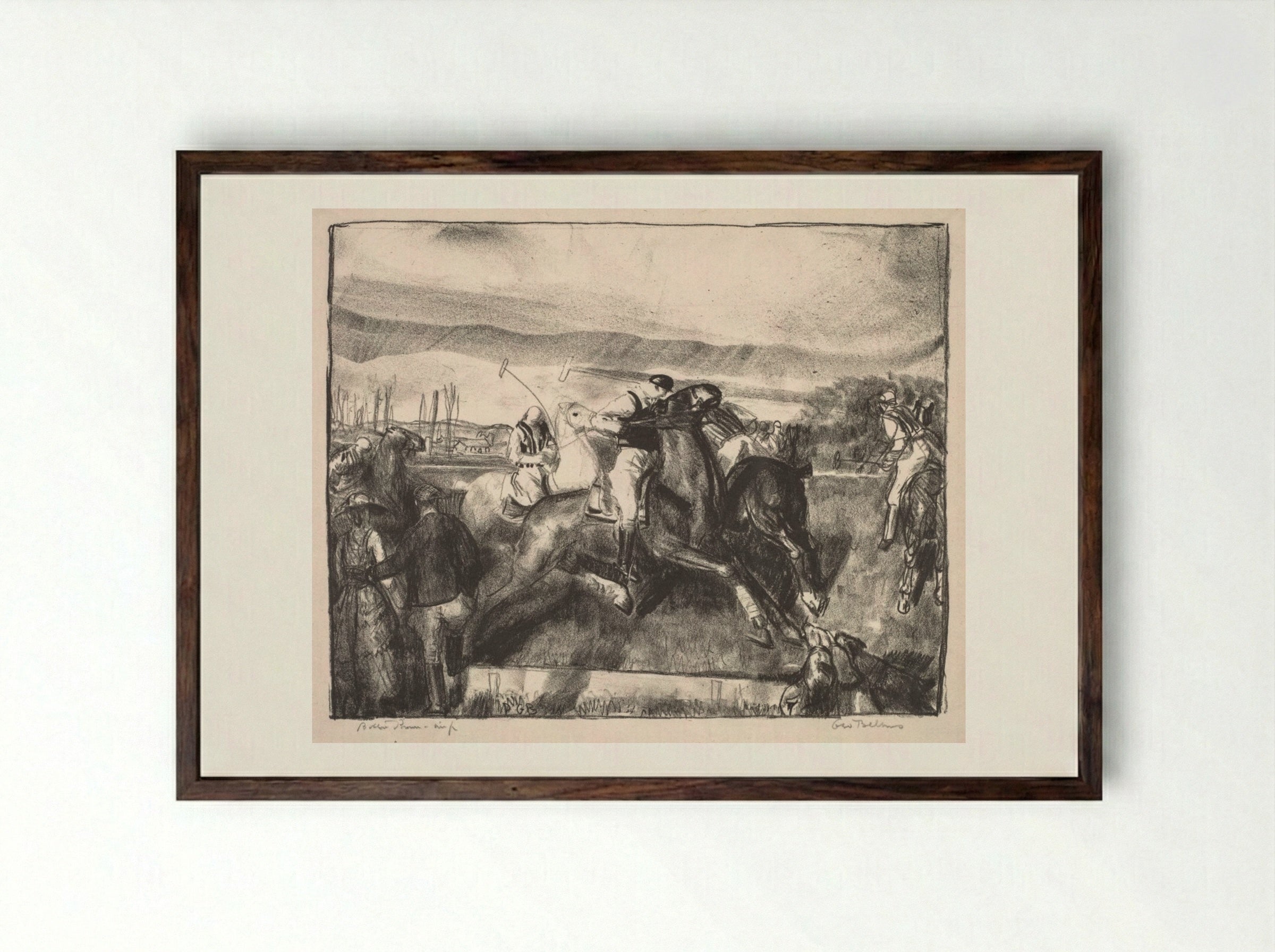 Polo Sketch - George Bellows - Framed Print Dark Wood