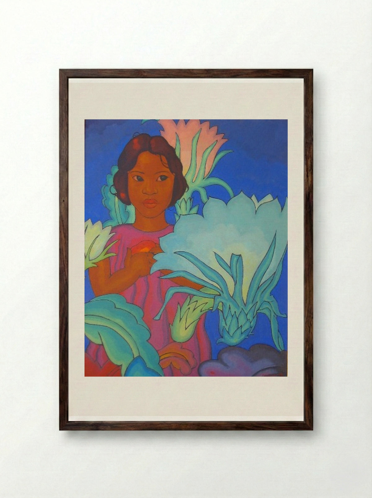 Polynesian Girl - Arman Manookian - Framed Print Dark Wood