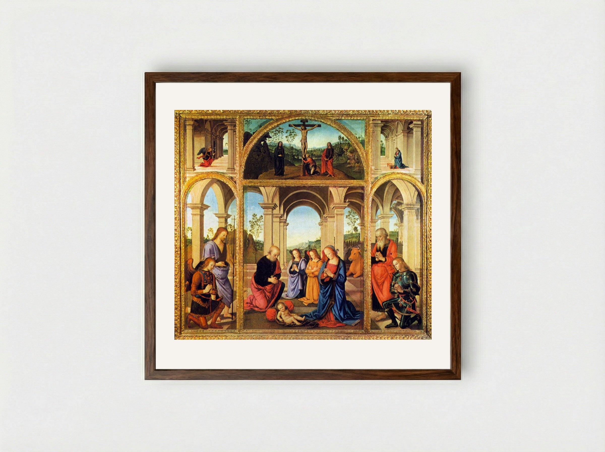 Polyptych Albani Torlonia - Pietro Perugino - Framed Print Dark Wood