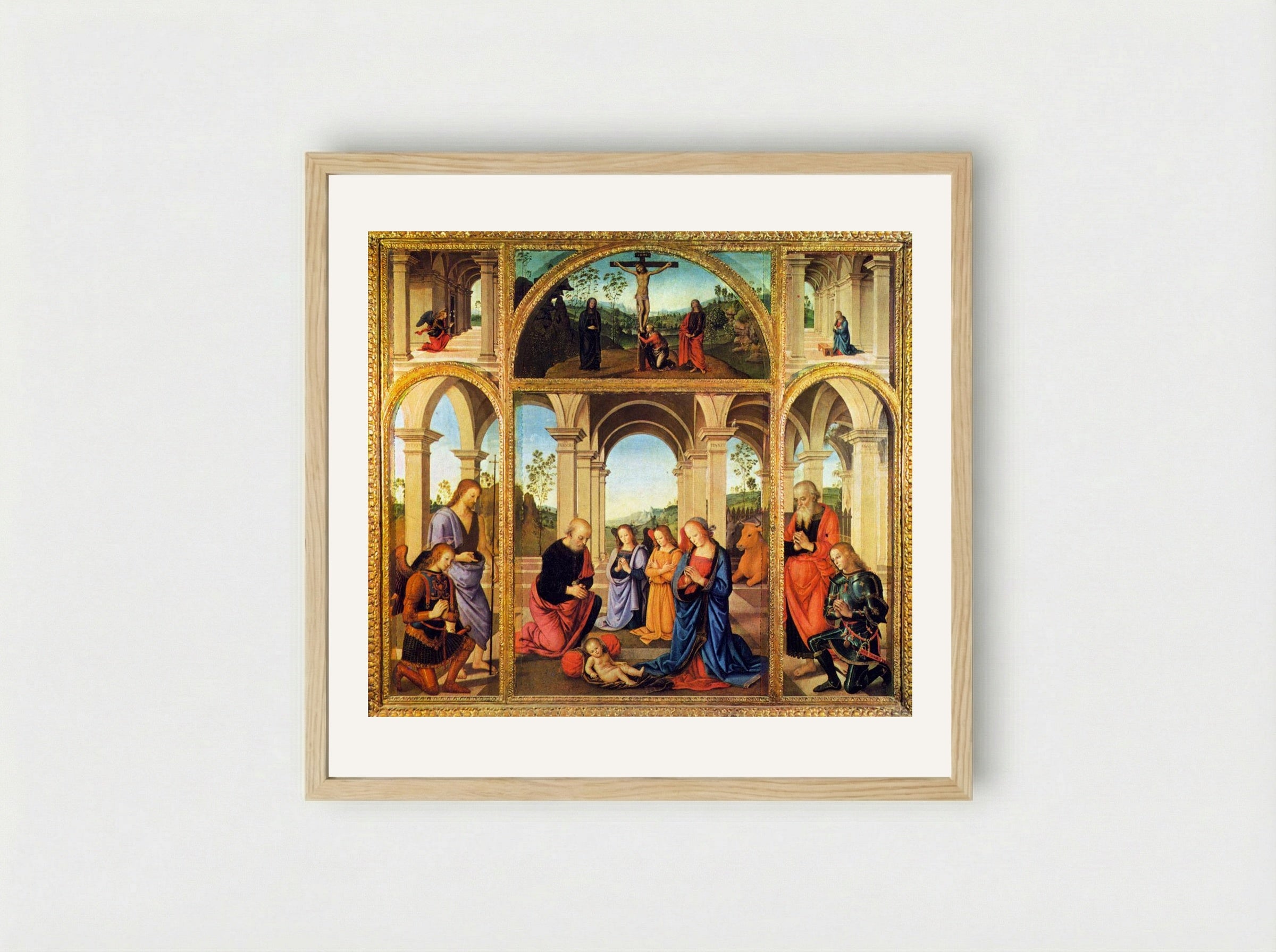 Polyptych Albani Torlonia - Pietro Perugino - Framed Print Wood