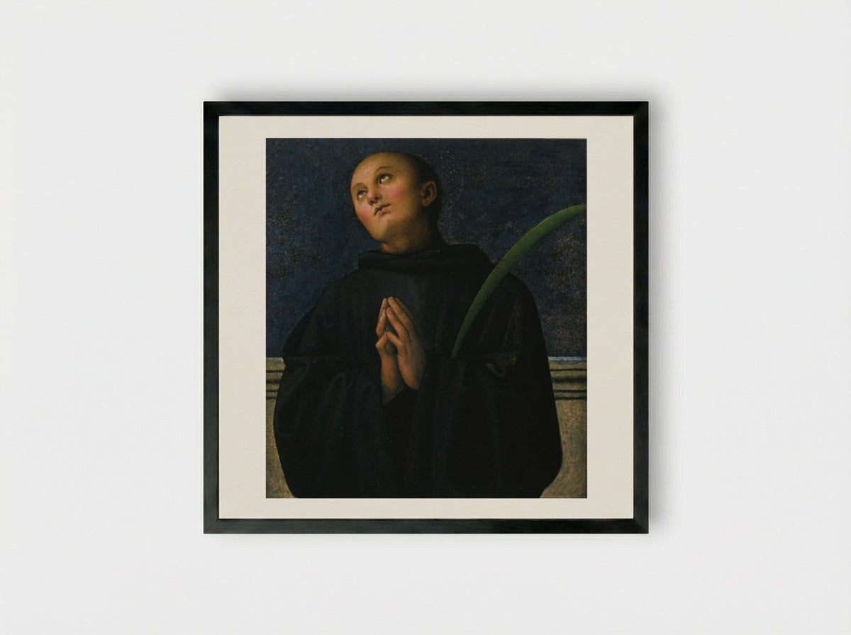 Polyptych of St. Peter (San Placido) - Pietro Perugino - Framed Print Black