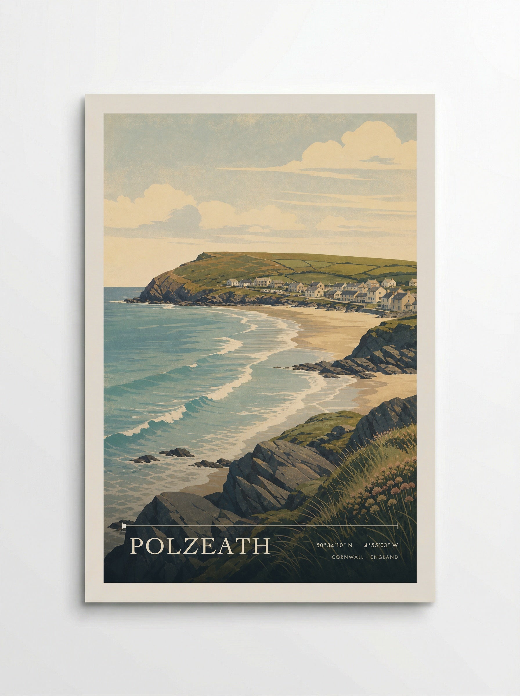 Polzeath Cornwall England Travel Poster - Poster