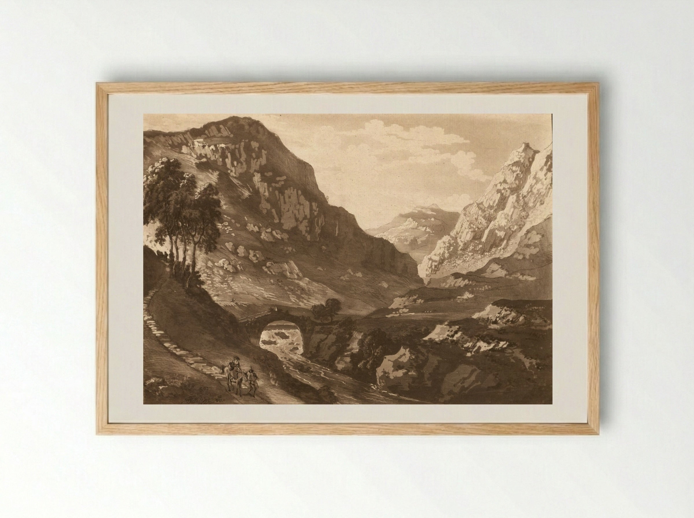 Pont-Aber-Glasllin - Paul Sandby - Framed Print Wood