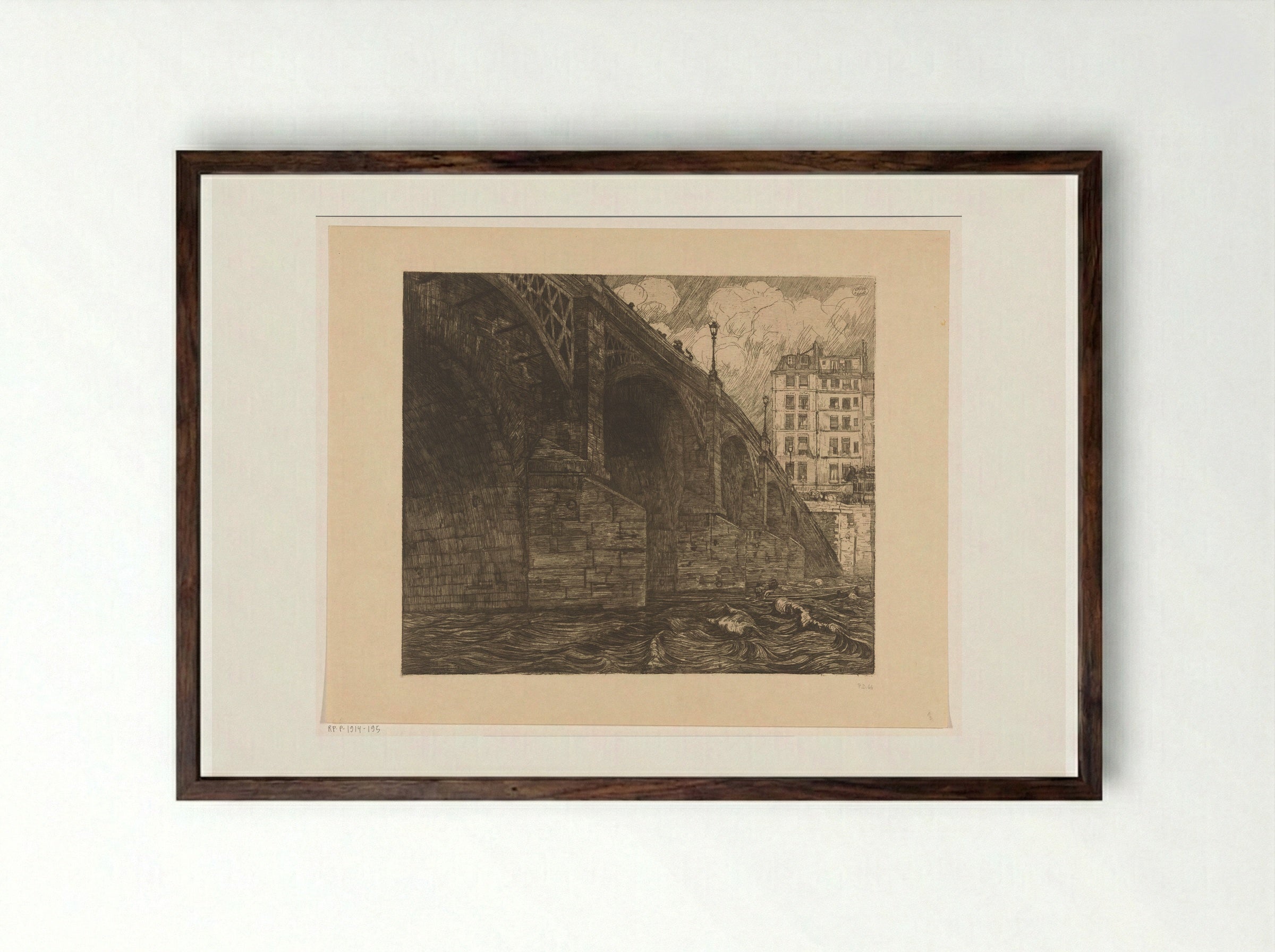 Pont de la Tournelle in Parijs - Pieter Dupont - Framed Print Dark Wood