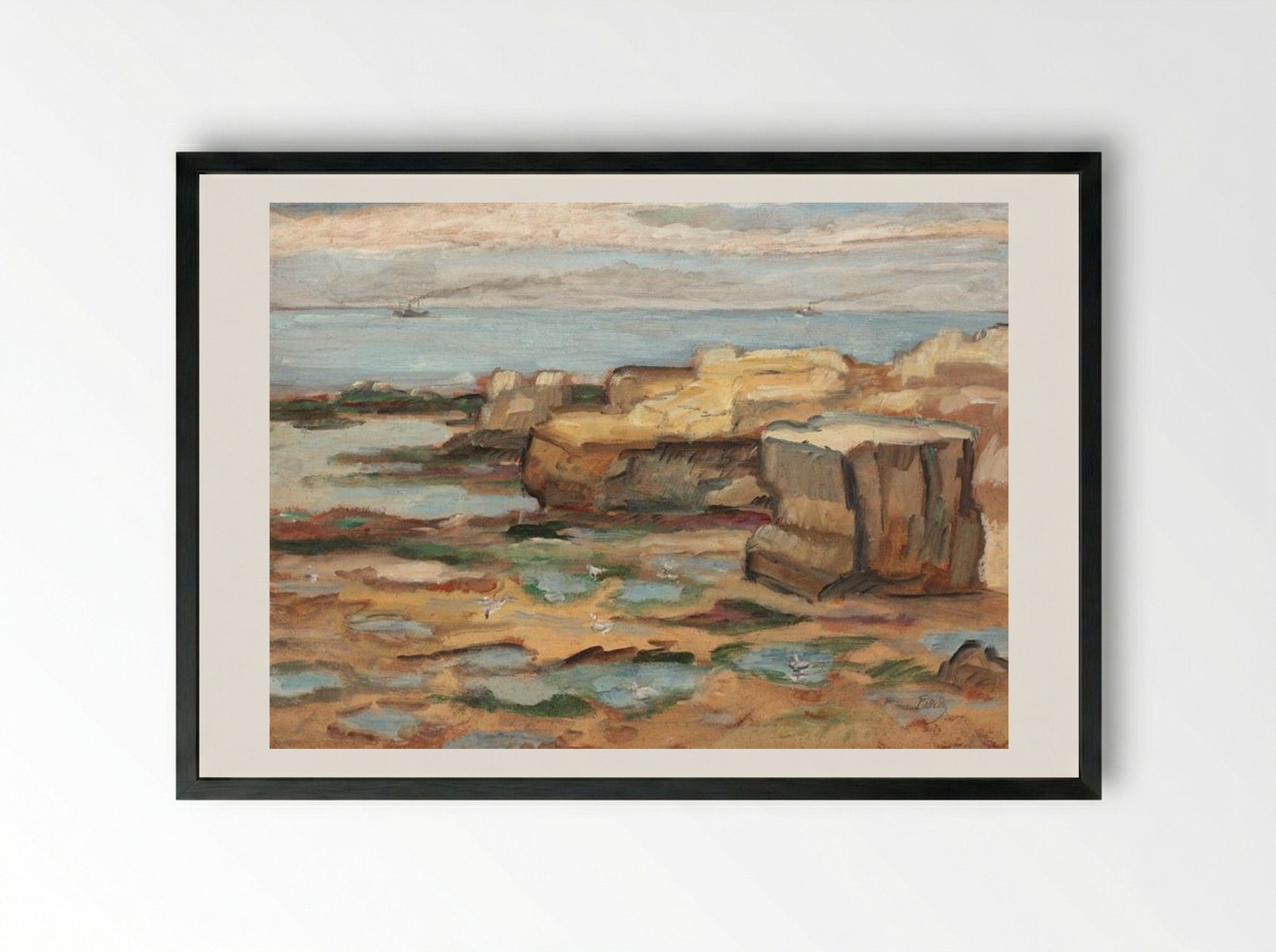 Pont du Diable (St. Palais sur Mer Cliffs) - Theodor Pallady - Framed Print Black