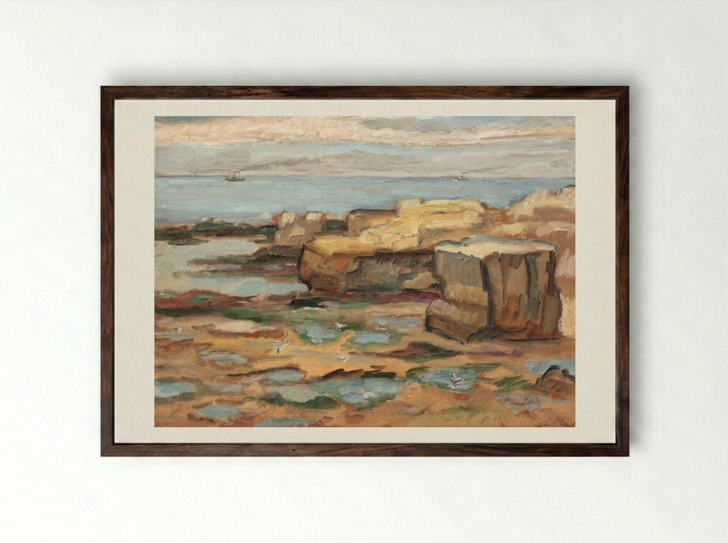 Pont du Diable (St. Palais sur Mer Cliffs) - Theodor Pallady - Framed Print Dark Wood