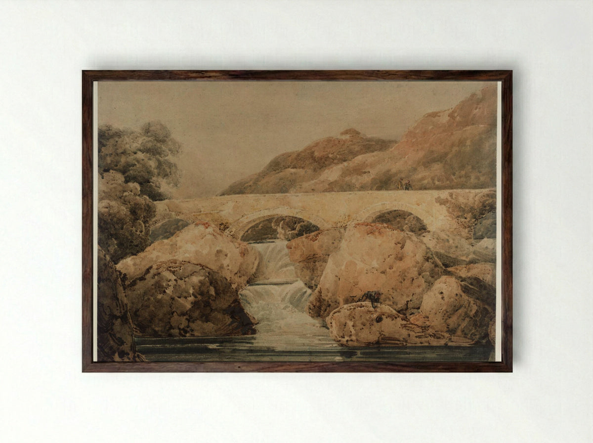 Pont-y-Pair - Thomas Girtin - Framed Print Dark Wood