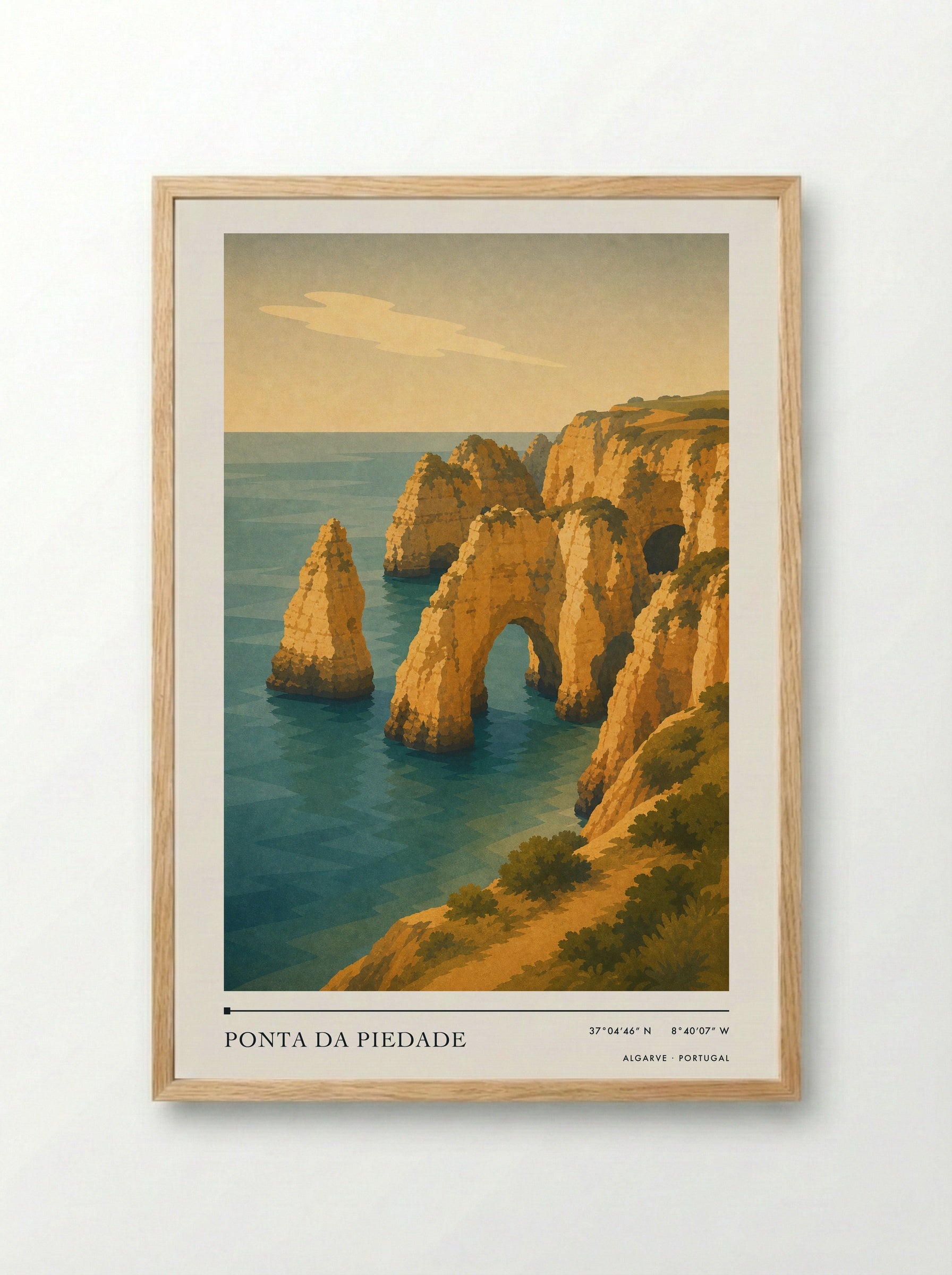 Ponta da Piedade Travel Poster Artwork - Framed Print Wood