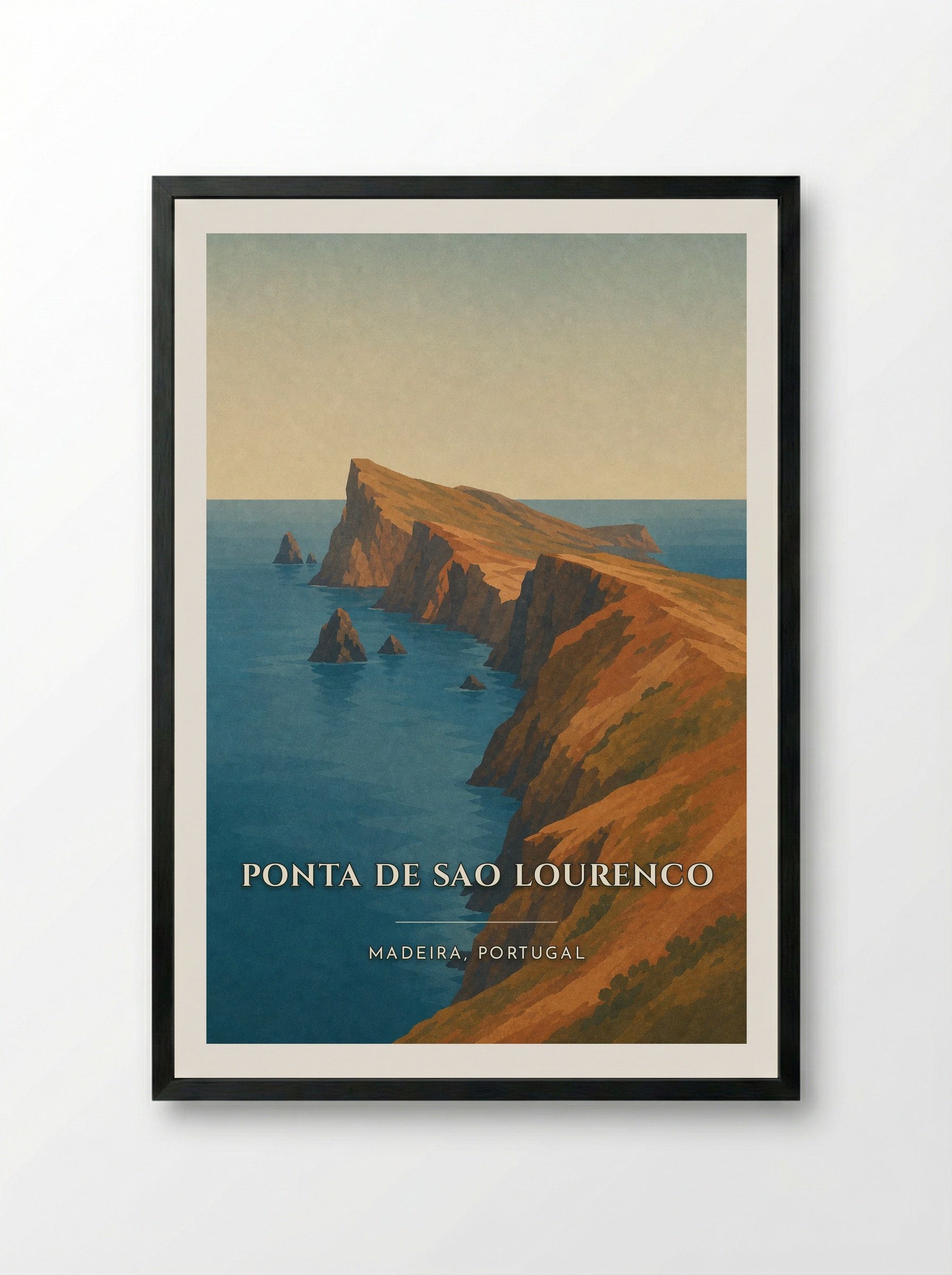Ponta de Sao Lourenco Travel Poster Artwork - Framed Print Black