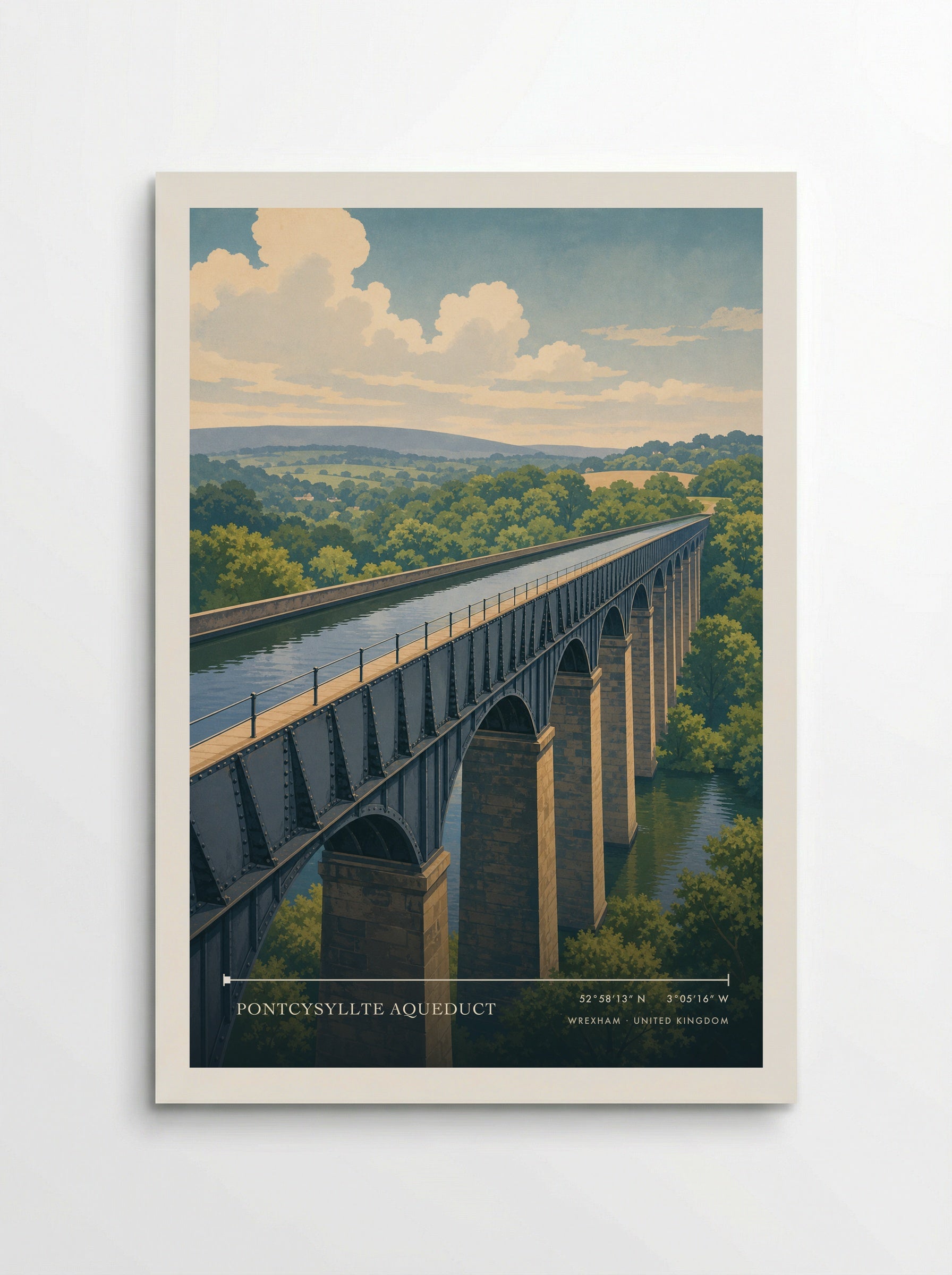 Pontcysyllte Aqueduct Wrexham United Kingdom Travel Poster - Poster