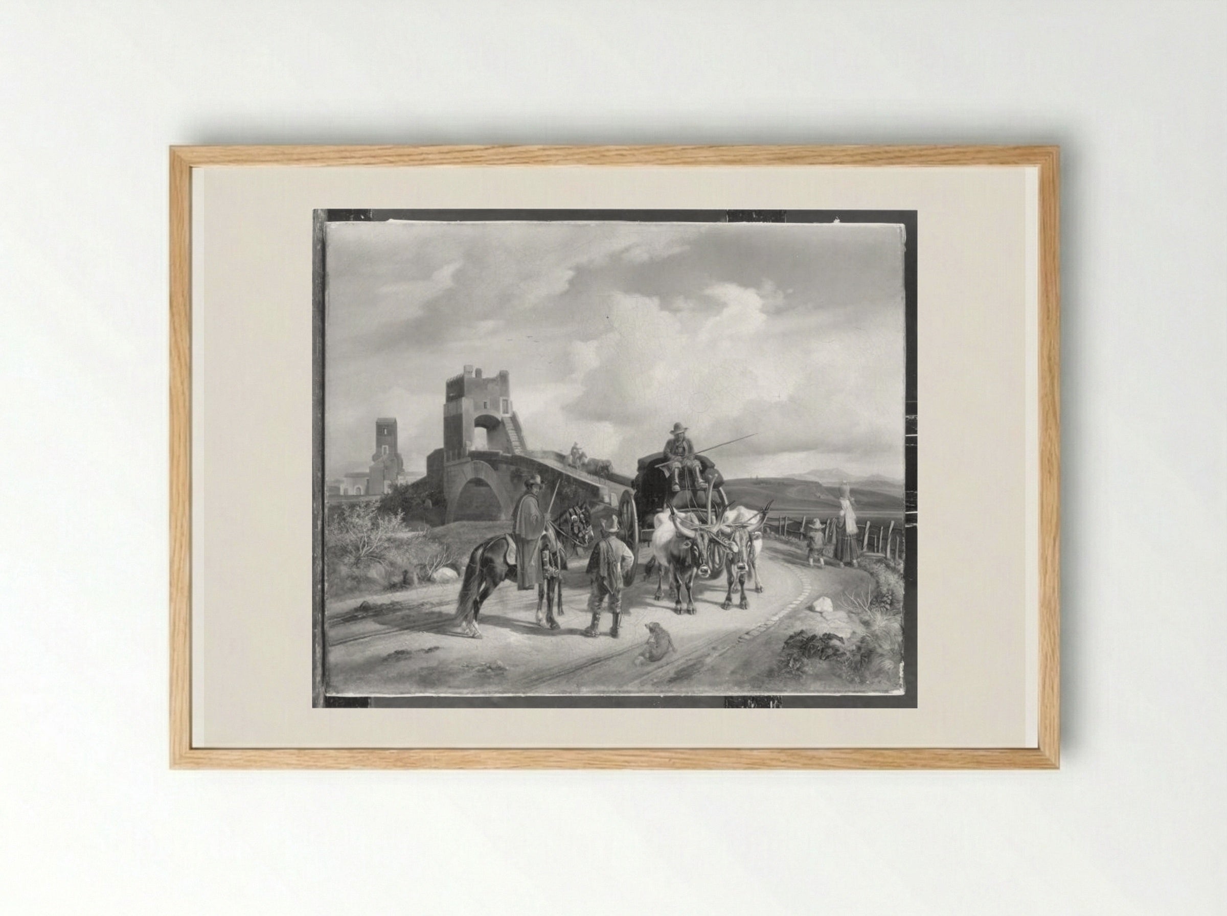 Ponte Salara in der Campagna von Rom - Johann Adam Klein - Framed Print Wood