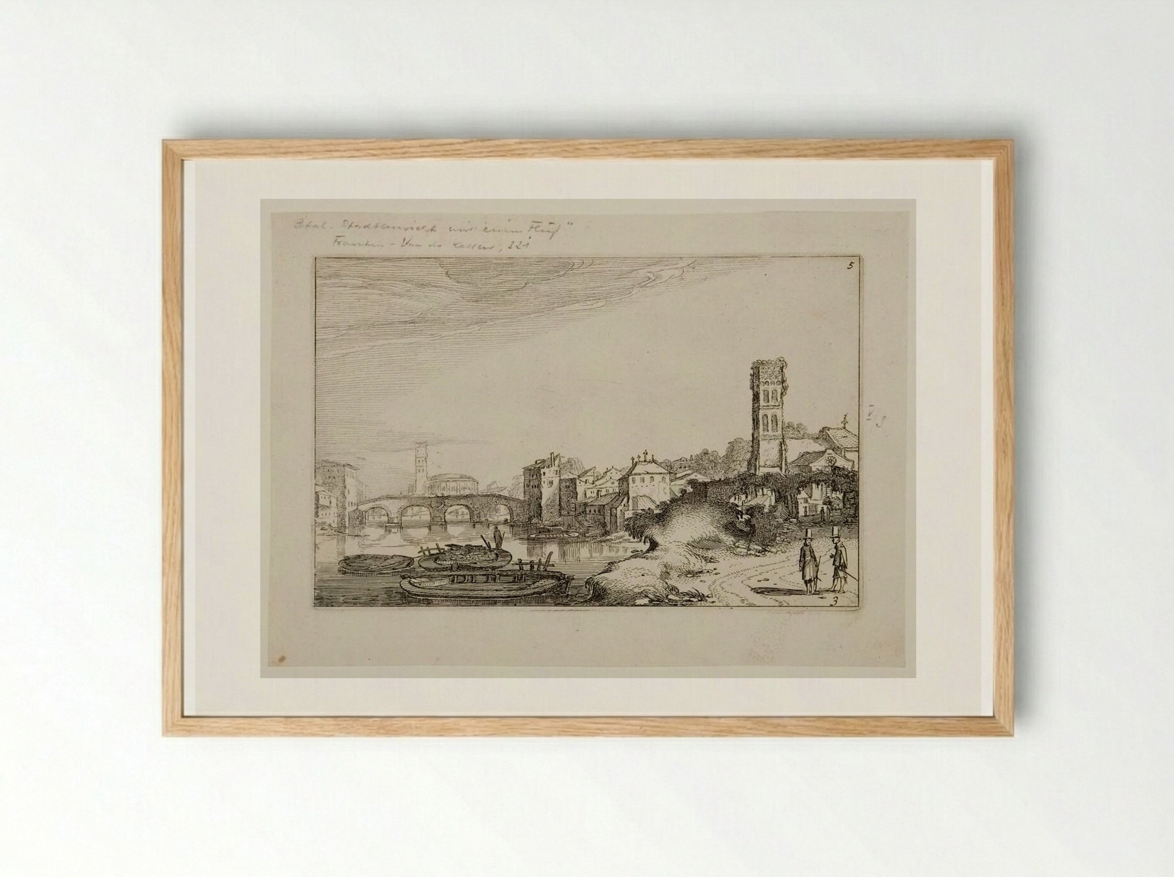 Ponte Sisto and the Tiber in Rome - Jan van de Velde II - Framed Print Wood