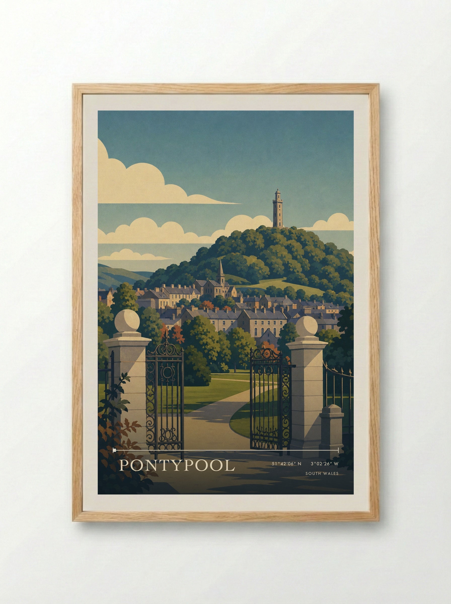 Pontypool South Wales Wales Travel Poster - Framed Print Wood