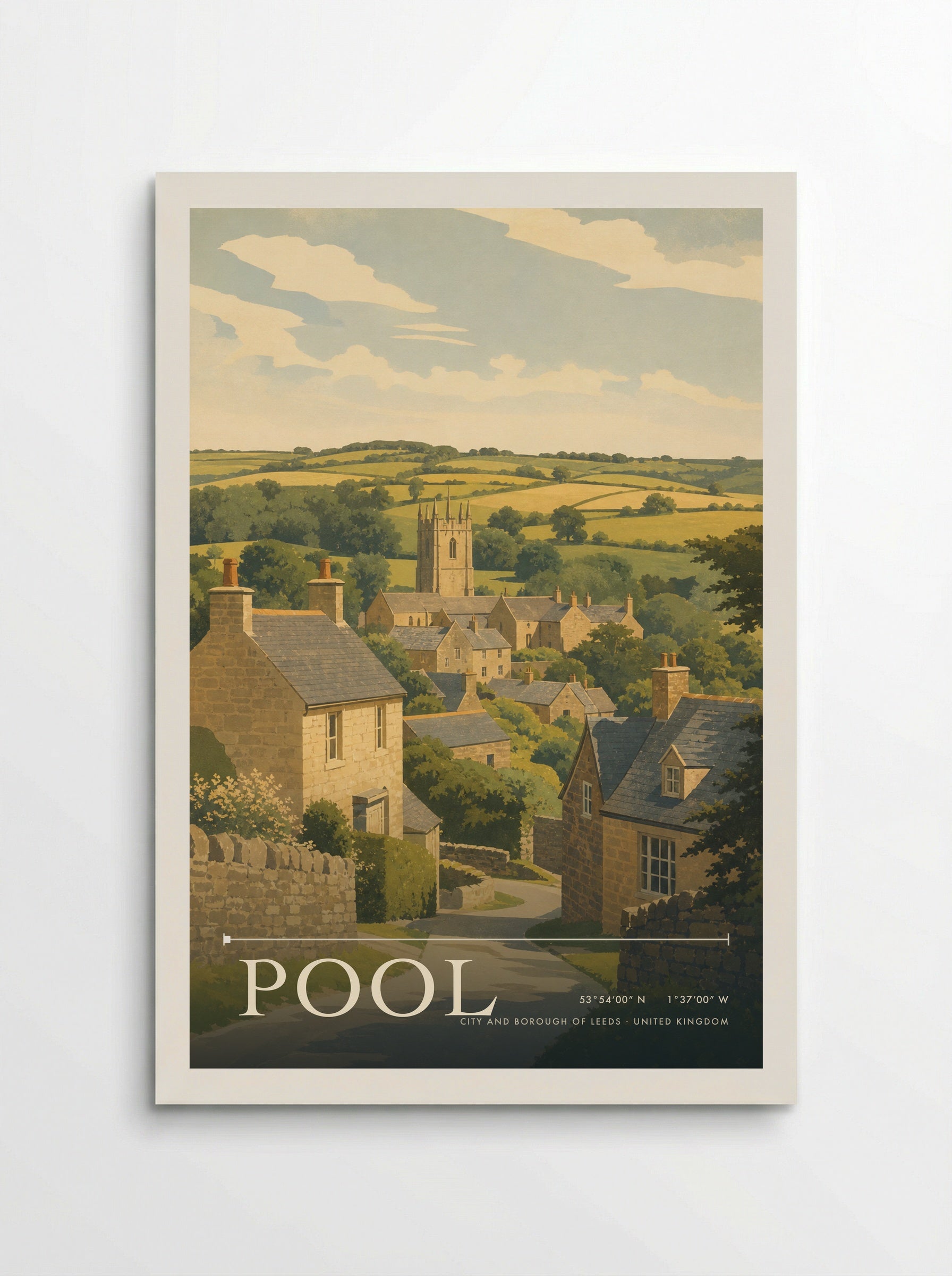Pool City and Borough of Leeds United Kingdom Travel Poster - Poster