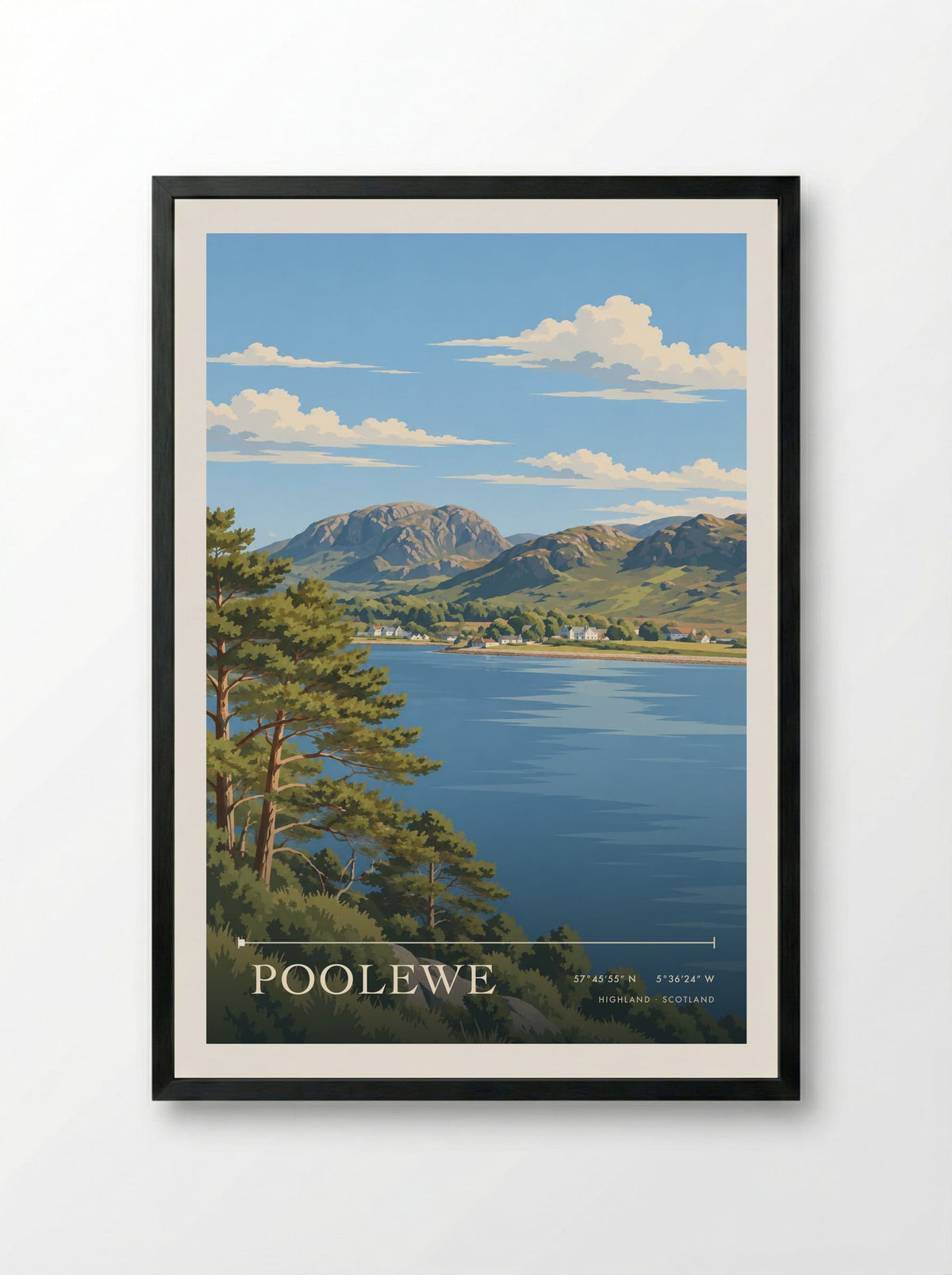 Poolewe, Highland | Travel Poster - Framed Print Black
