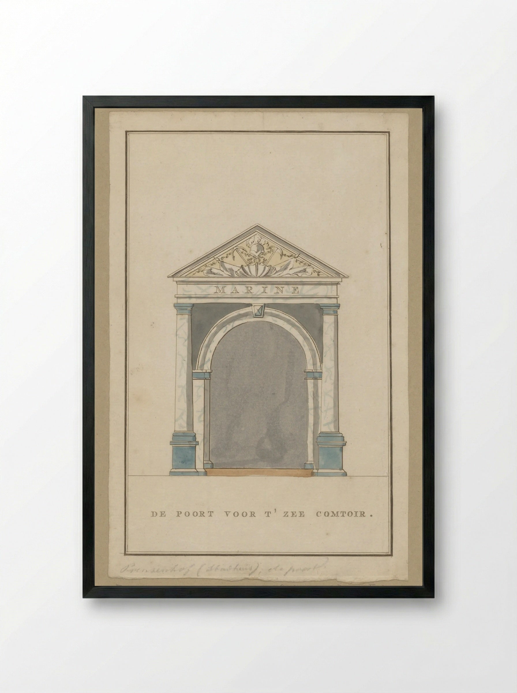 Poort, decoratie voor het Zeemagazijn te Amsterdam - Noach van der Meer (II) - Framed Print Black