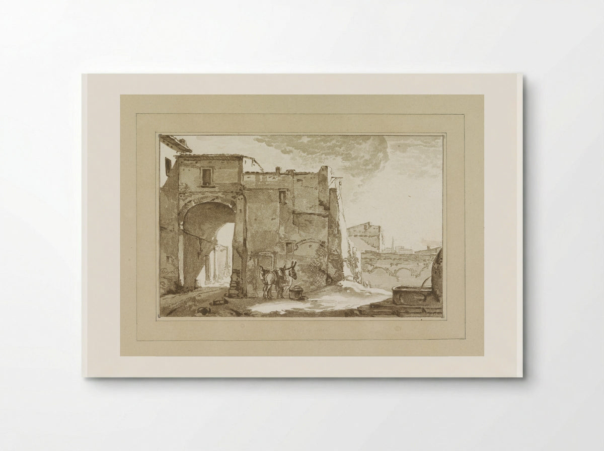 Poort met reiziger en muildier - Cornelis Brouwer - Poster