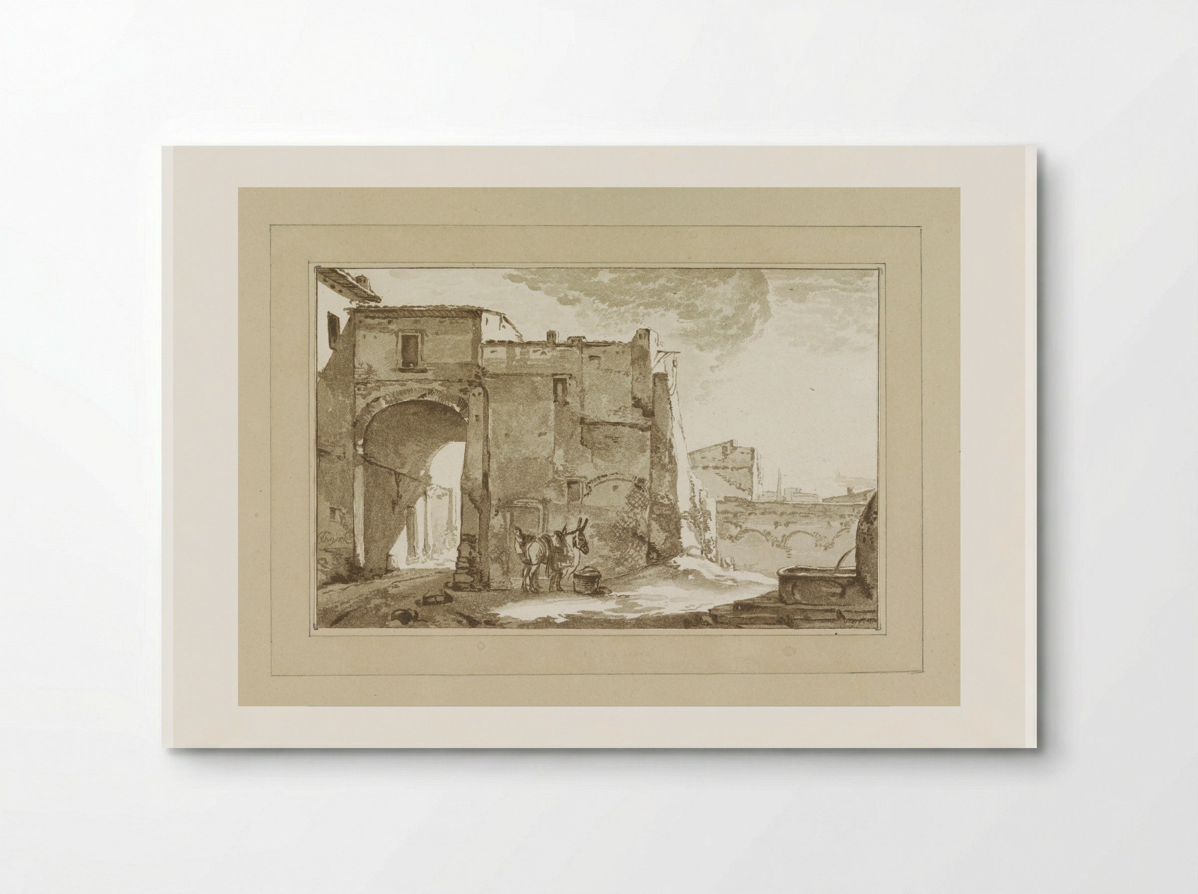 Poort met reiziger en muildier - Cornelis Brouwer - Poster
