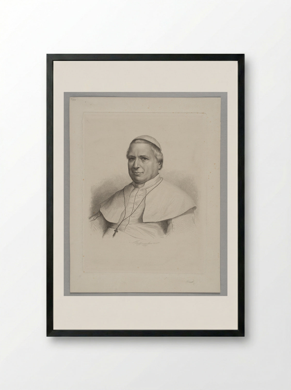 Pope Pius IX - Pierre Guillaume Metzmacher - Framed Print Black