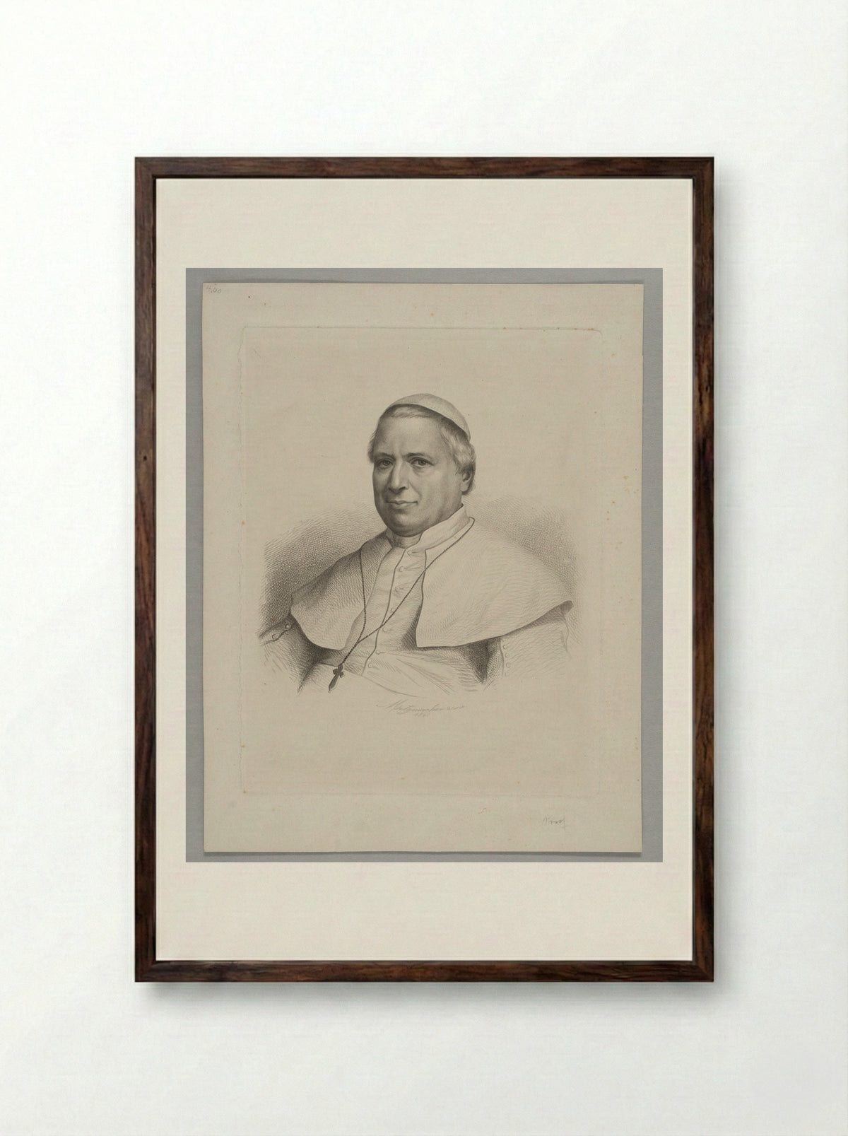 Pope Pius IX - Pierre Guillaume Metzmacher - Framed Print Dark Wood