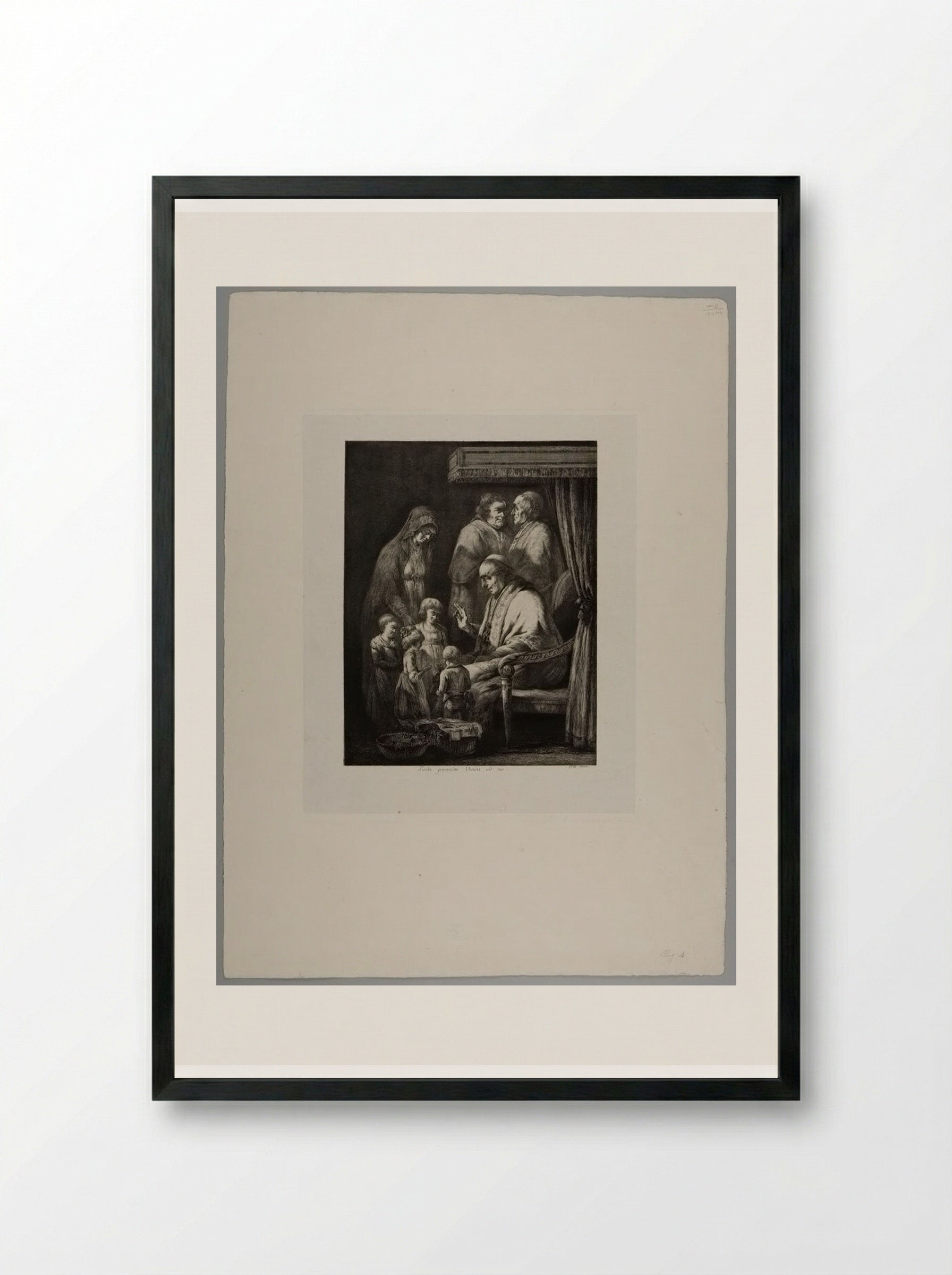 Pope Pius VII Blessing the Children - Jean-Jacques de Boissieu - Framed Print Black