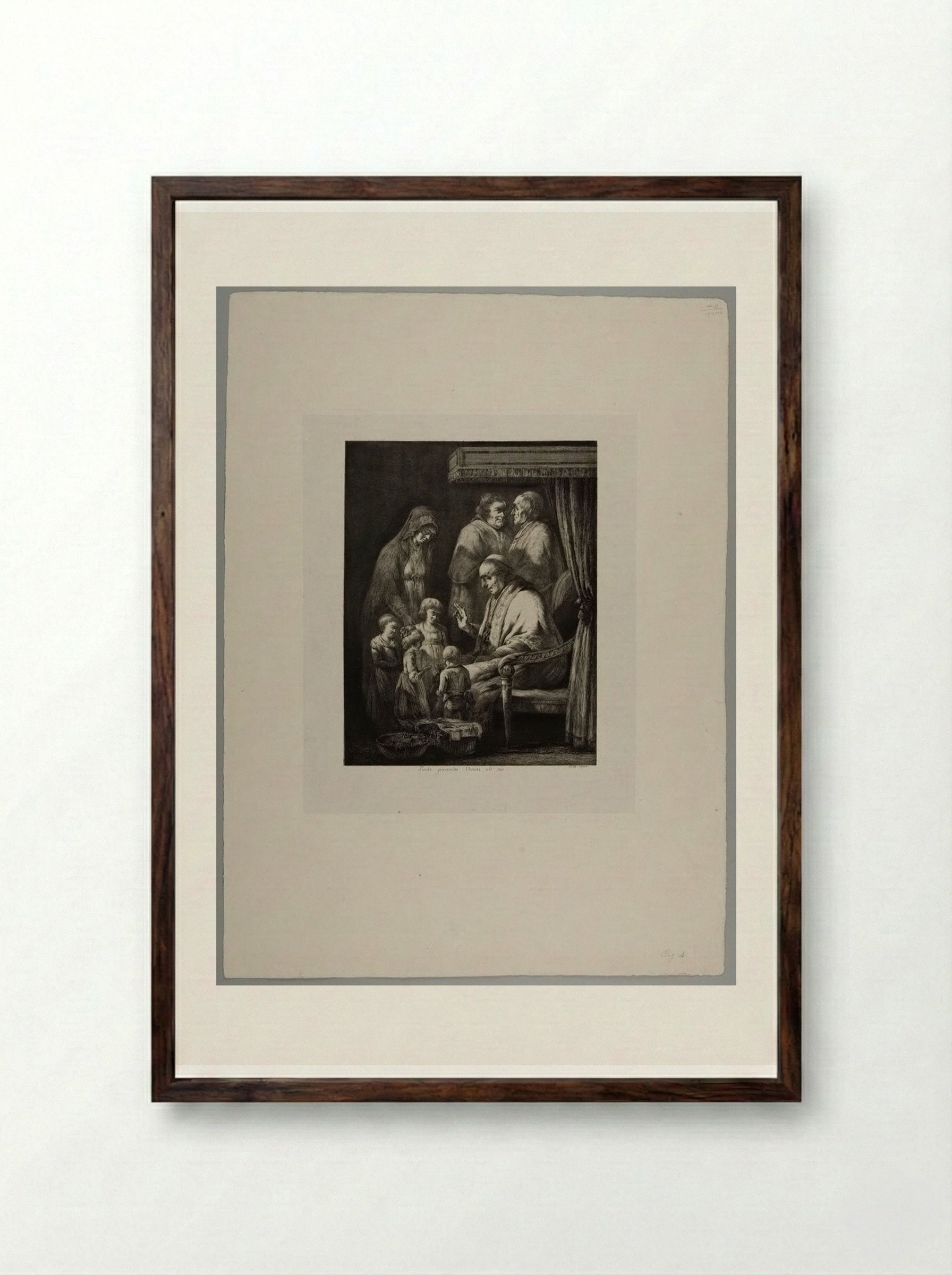 Pope Pius VII Blessing the Children - Jean-Jacques de Boissieu - Framed Print Dark Wood
