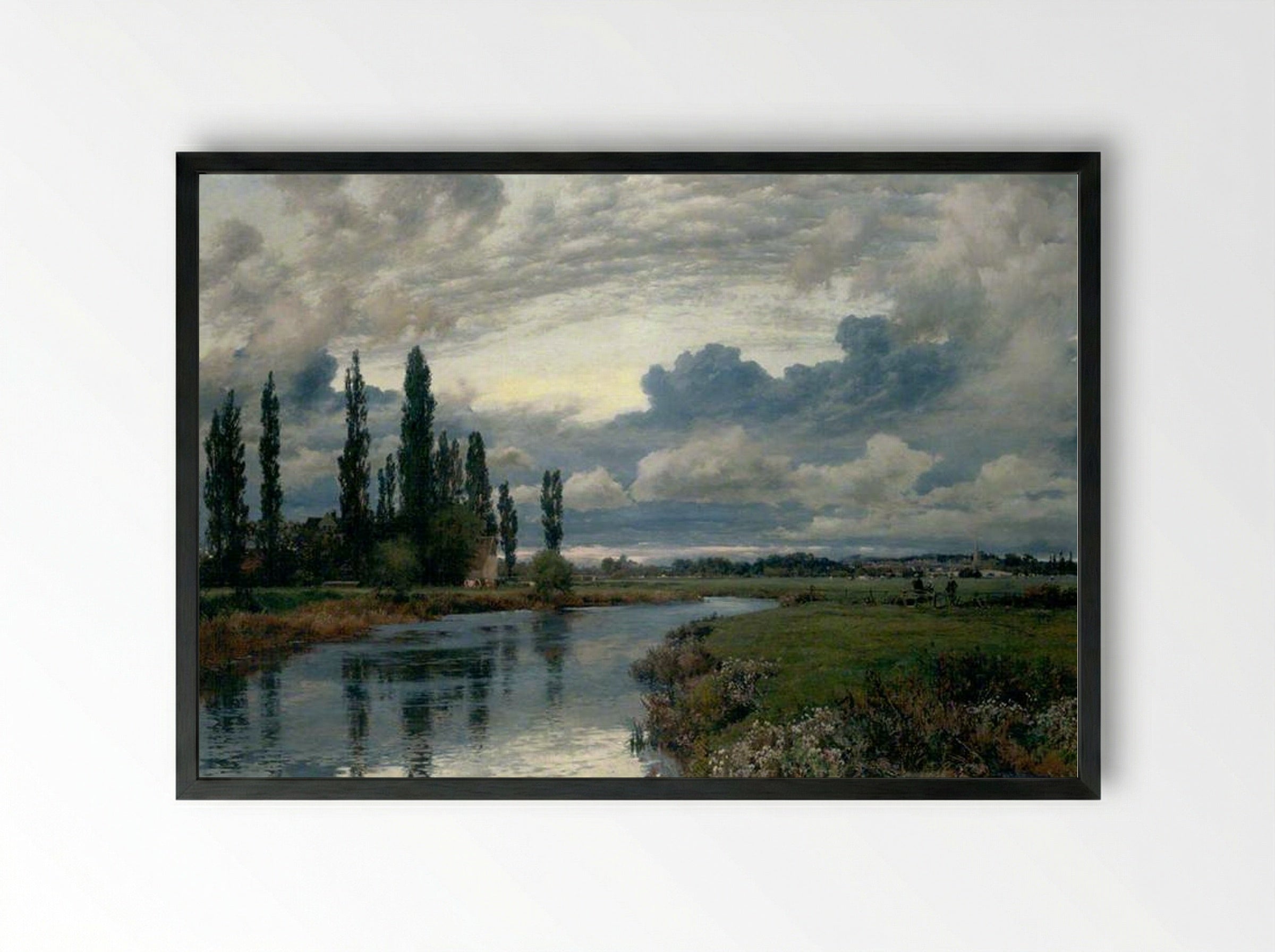 Poplars in the Thames Valley - Alfred Parsons - Framed Print Black