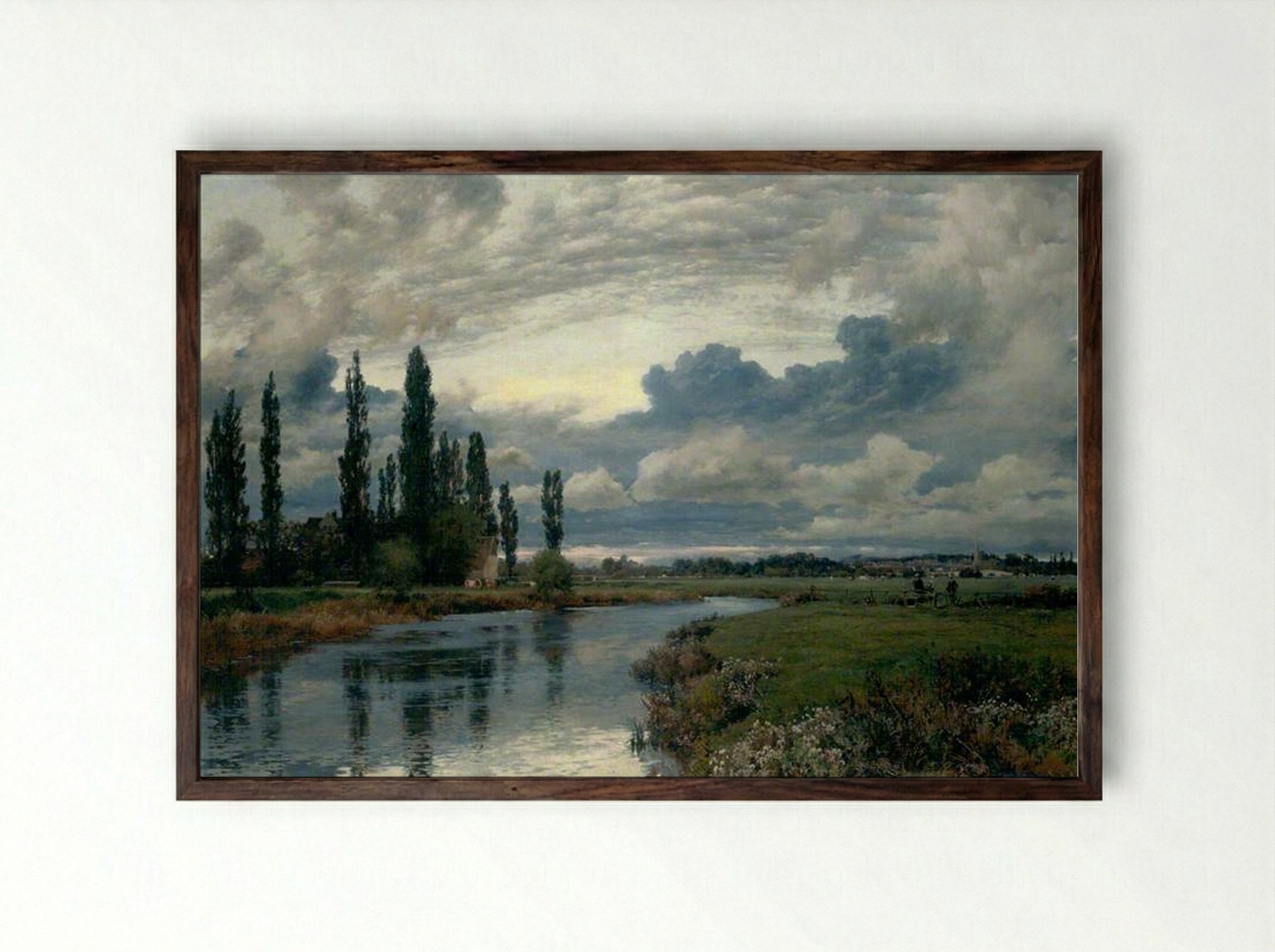 Poplars in the Thames Valley - Alfred Parsons - Framed Print Dark Wood