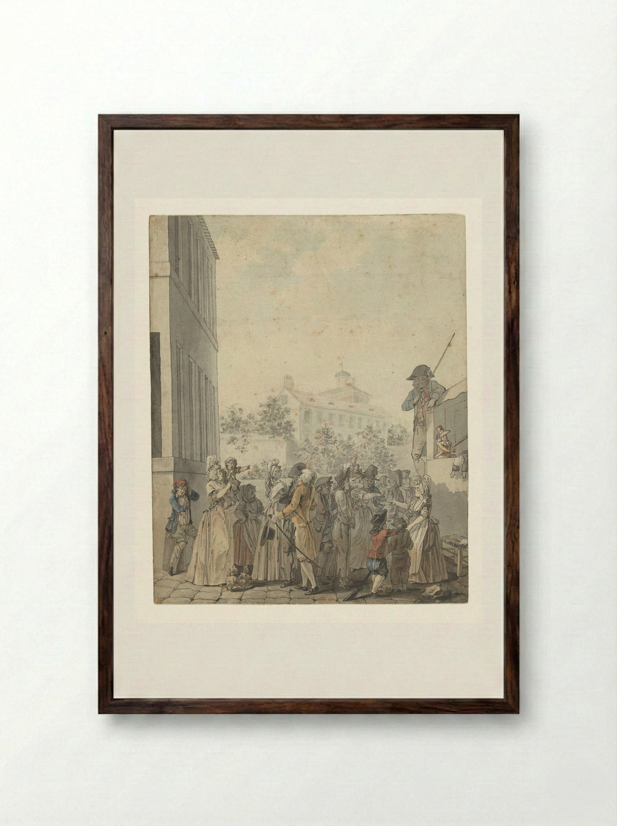 Poppenkast op een plein - Nicolas Antoine Taunay - Framed Print Dark Wood